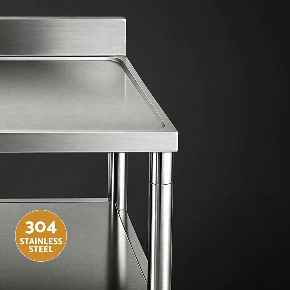 2 Cefito Stainless Steel Kitchen Bench Work Table with Sink Splashback - Silver, 2 of 5
