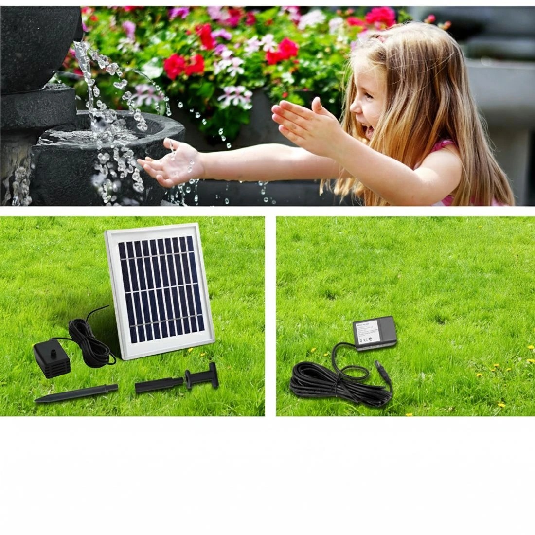 6 Gardeon Solar Water Feature Cascading Fountain 3-Tier Bowl LED Lights 60CM - Blue, 6 of 8