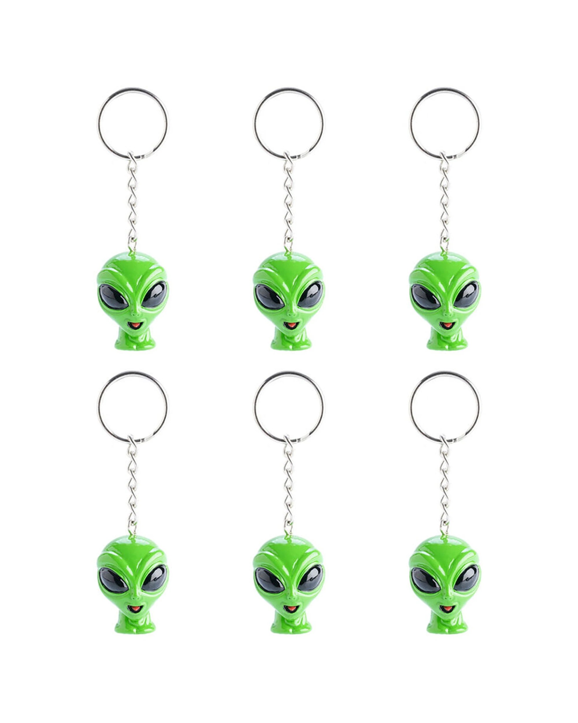 1 Alien 6PK Keychain Alien Mini Toy Bag Charm 4x4cm - One Size - Green, 1 of 3