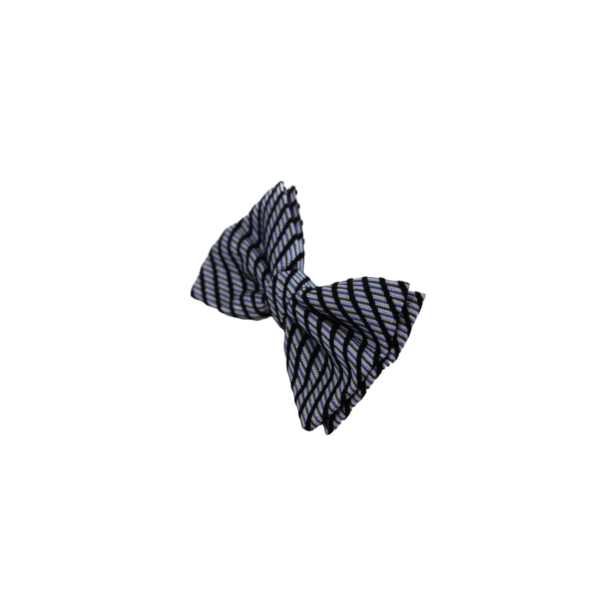 4 Zasel Mens Blue Striped Patterned Cotton Bow Tie - Multi, 4 of 4