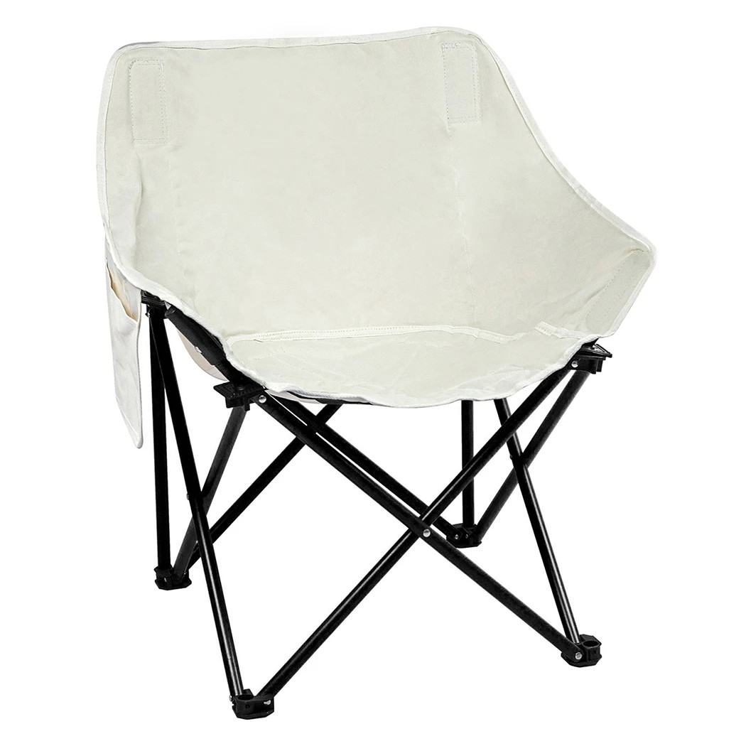 1 Levede Portable Foldable Camping Chair in Beige Colour, 1 of 8