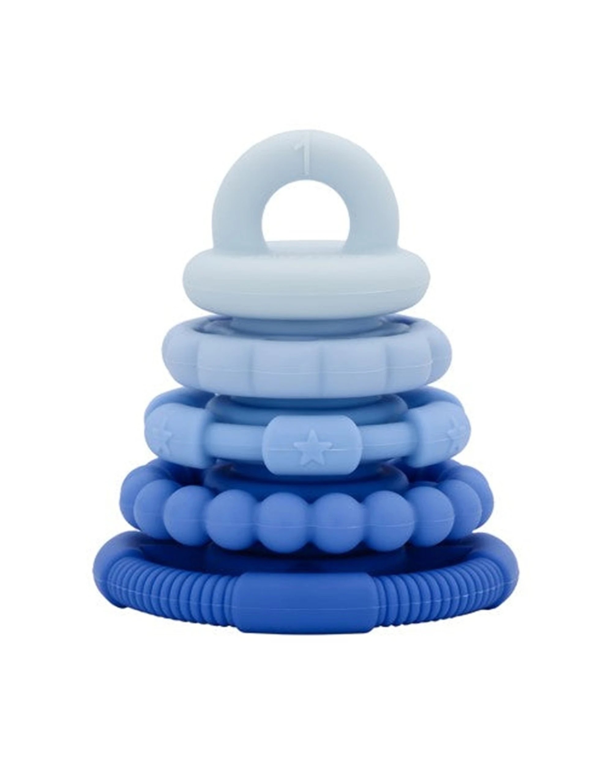 1 Jellystone Designs Rainbow Stacker Silicone Baby Teether & Toy Blueberry Ombre - Blue, 1 of 1