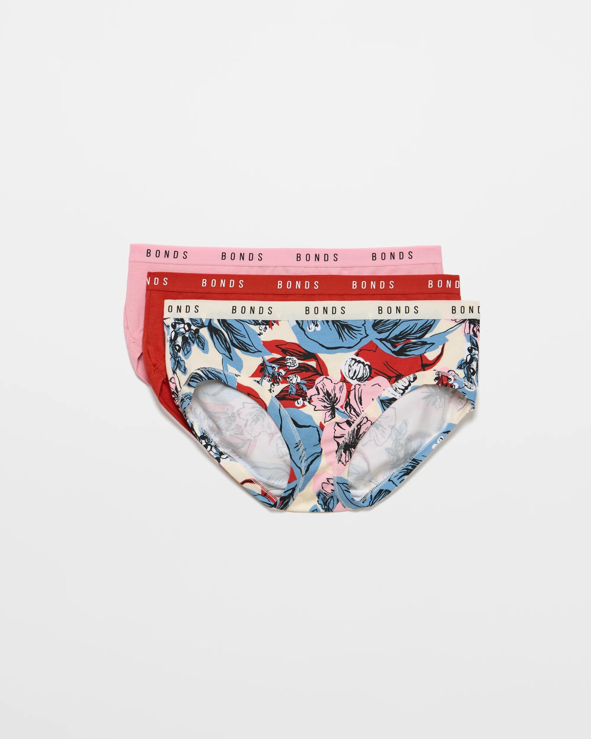 1 Womens Cottontails Midi Briefs 3 Pack - Bonds MULTI/SUMMER BLOOM, 1 of 4