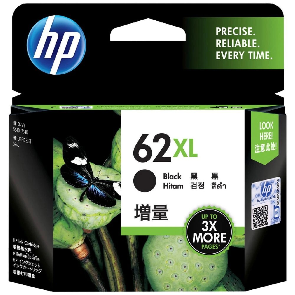 1 HP 62XL High Yield Ink Cartridge Black, 1 of 6