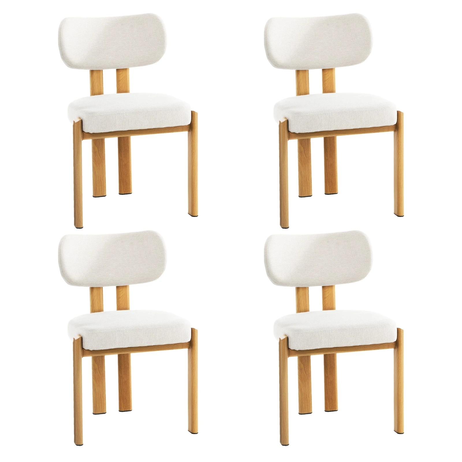 1 Oikiture Set of 4 Dining Chairs Linen Fabric Kitchen Chair Padded Seat - Multi - Multi, 1 of 9