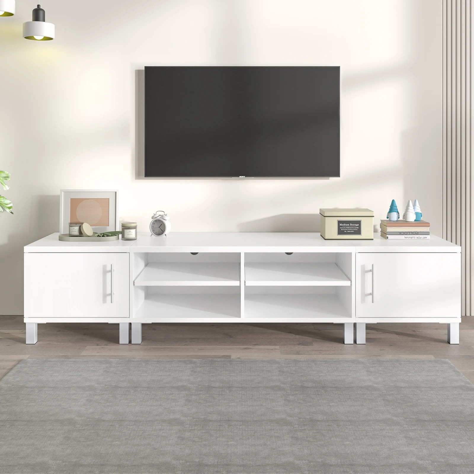 10 Alfordson Entertainment Unit TV Cabinet Stand Storage Drawer 190cm - White, 10 of 10