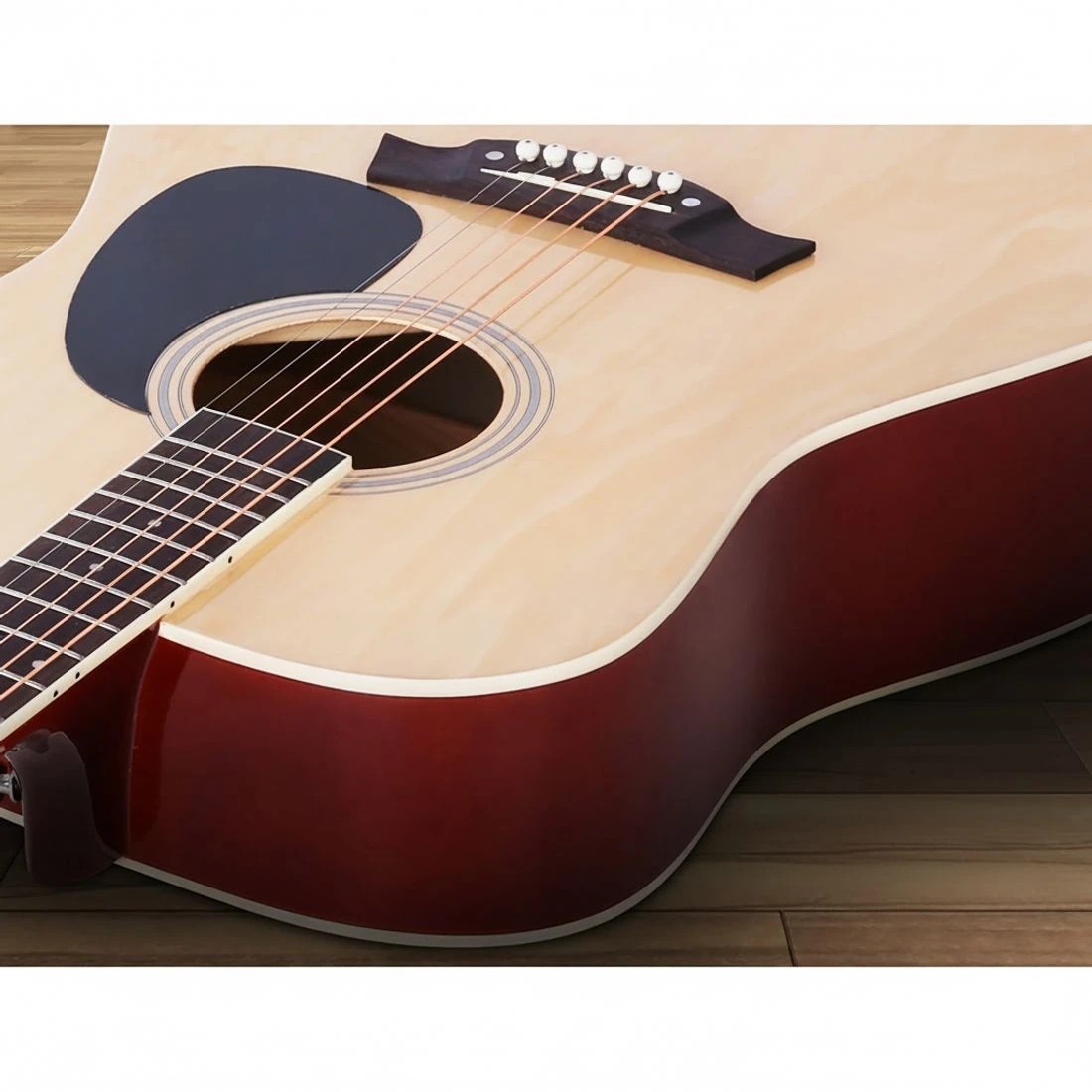 5 Alpha 41 Inch Acoustic Guitar Wooden Body Steel String Dreadnought Stand Wood - Multi, 5 of 7