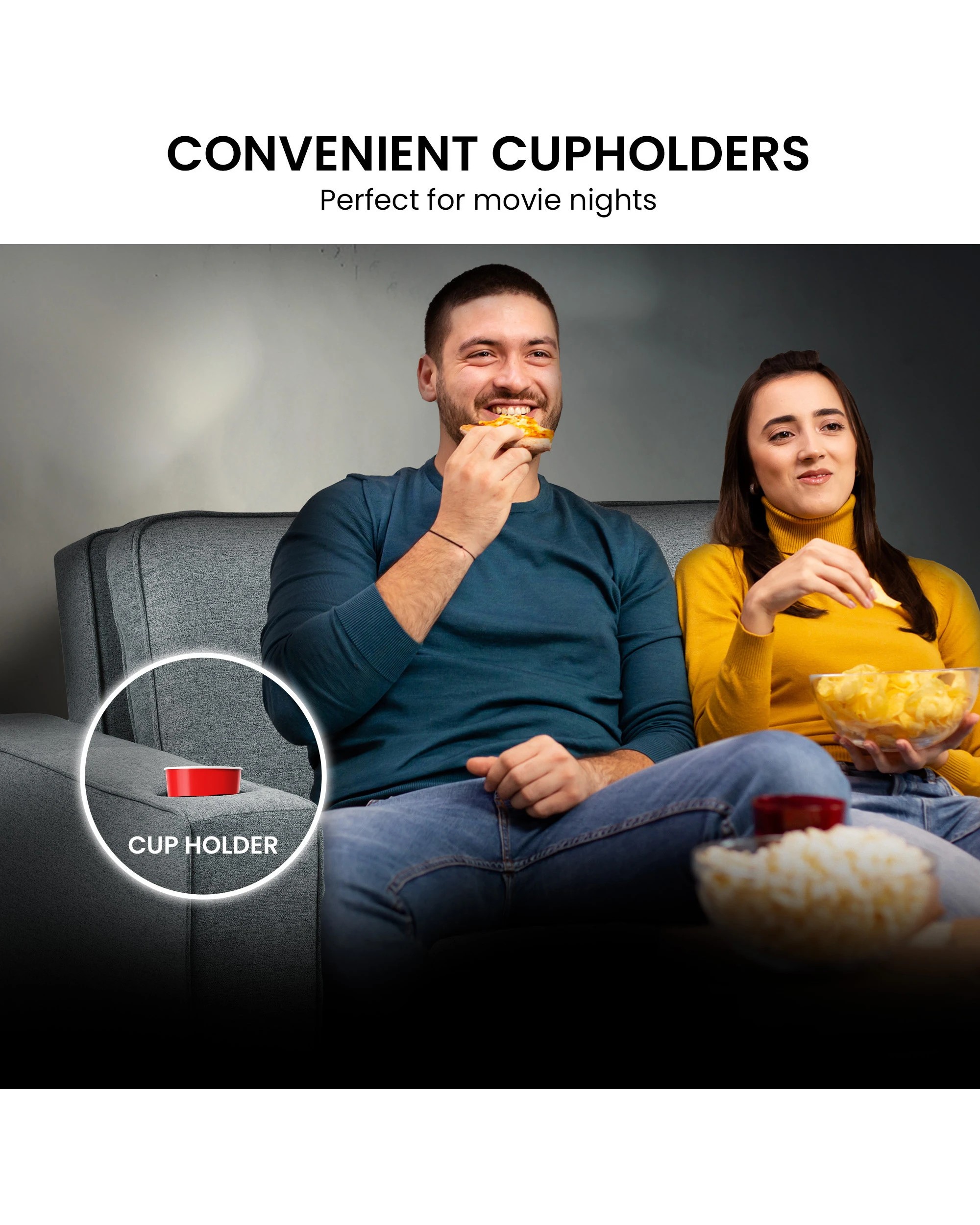 9 Sarantino Hoffman Linen Sofa Bed With Cushions And Cup Holders Airforce Blue, 9 of 10