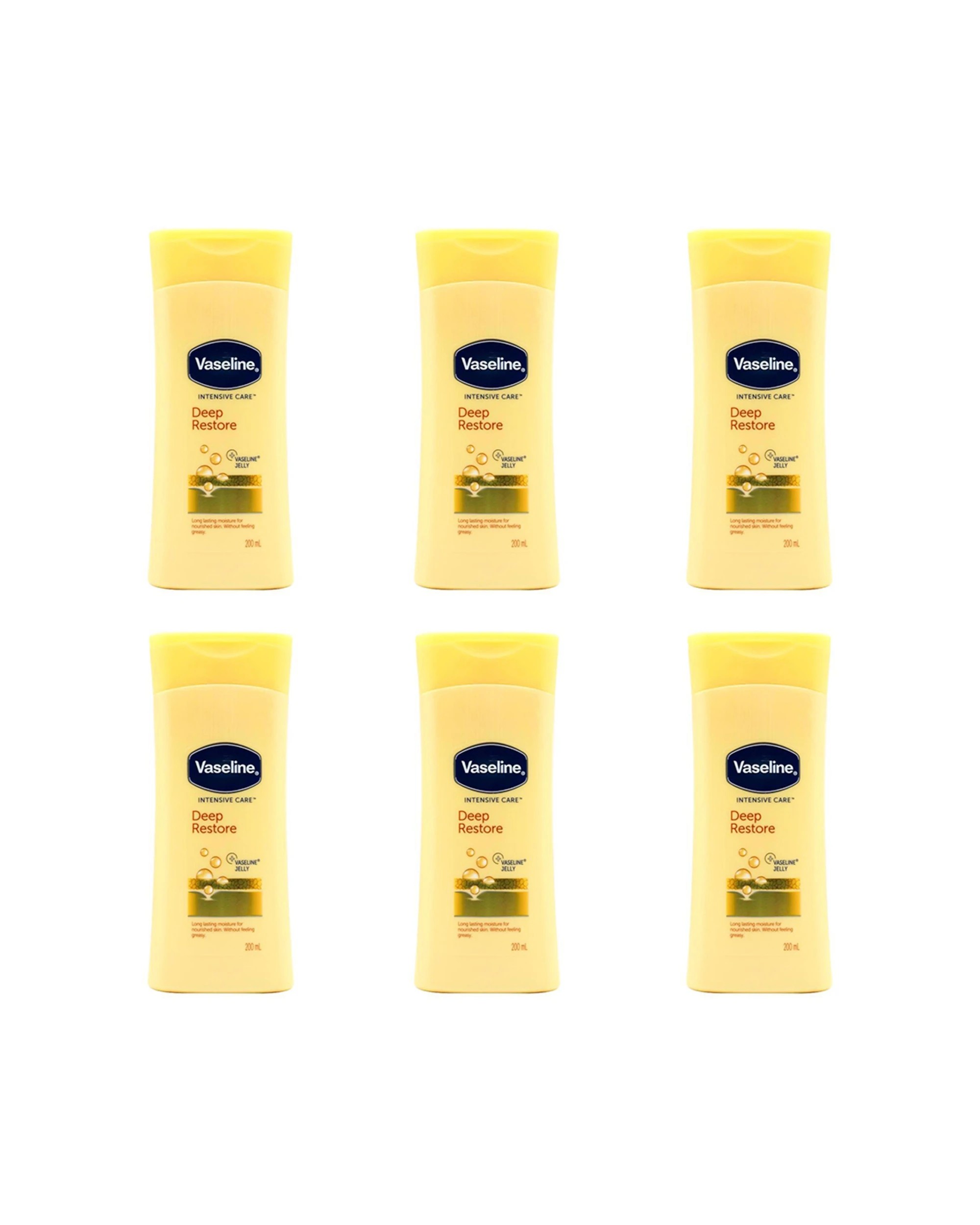 1 Vaseline Intensive Care Body Lotion Deep Restore For Dry Skin 6PK 200ml - Yellow, 1 of 4