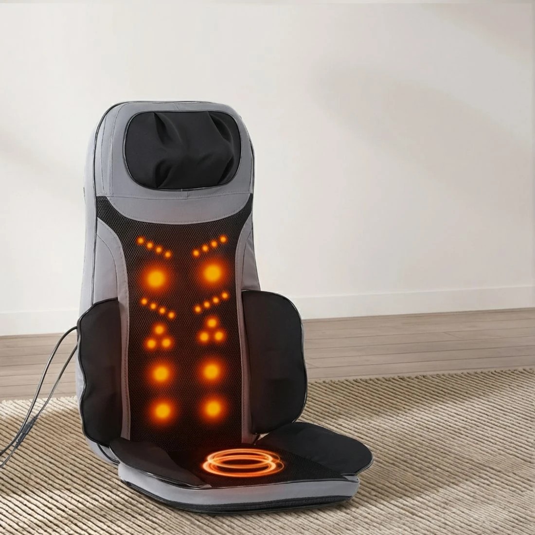 4 Livemor 8-nodes Full Back Massage Cushion Heating Massage Seats - Black, 4 of 5