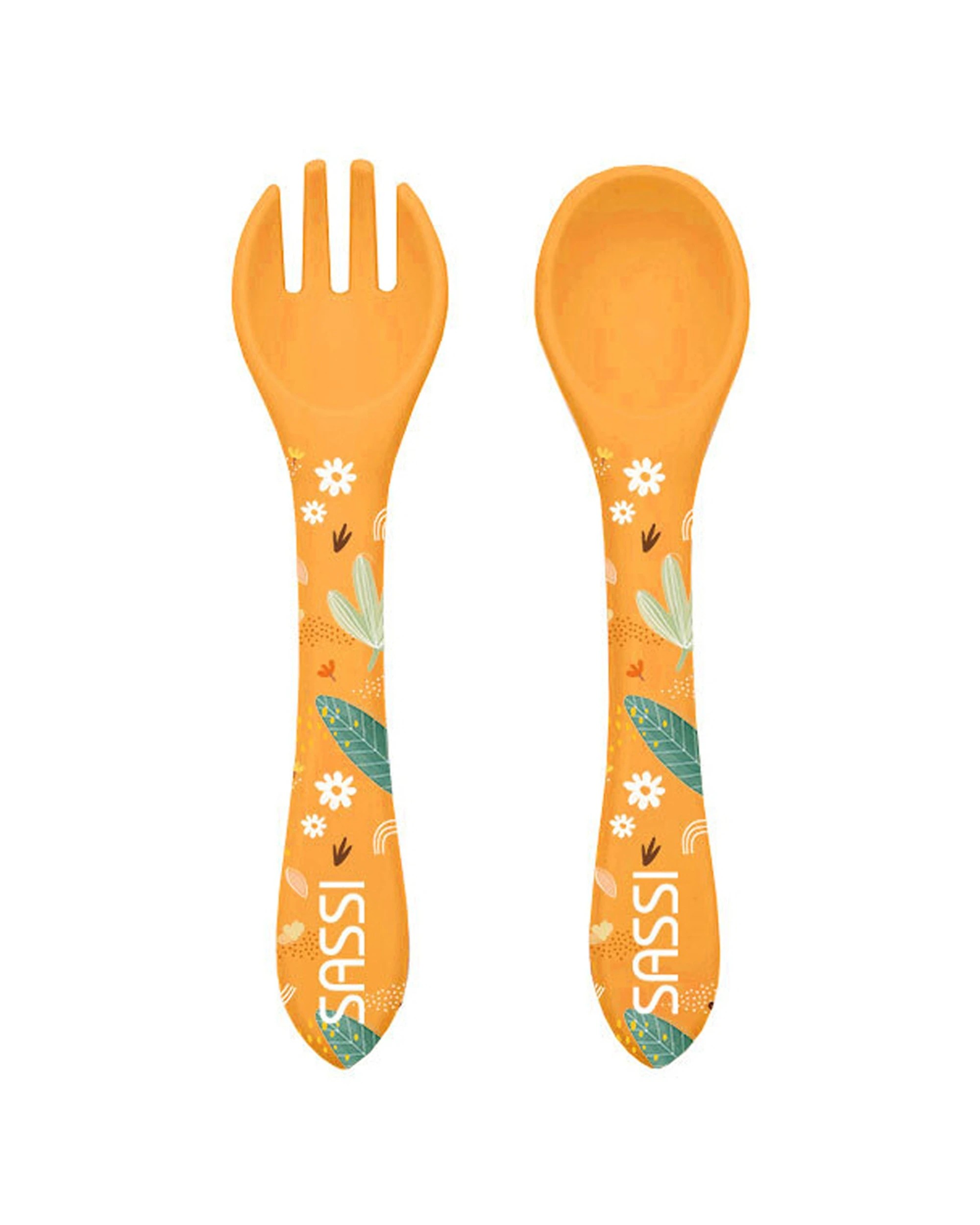1 Sassi Silicone Utensils Set Chompy The Lion Baby Childrens Tableware - Orange, 1 of 1