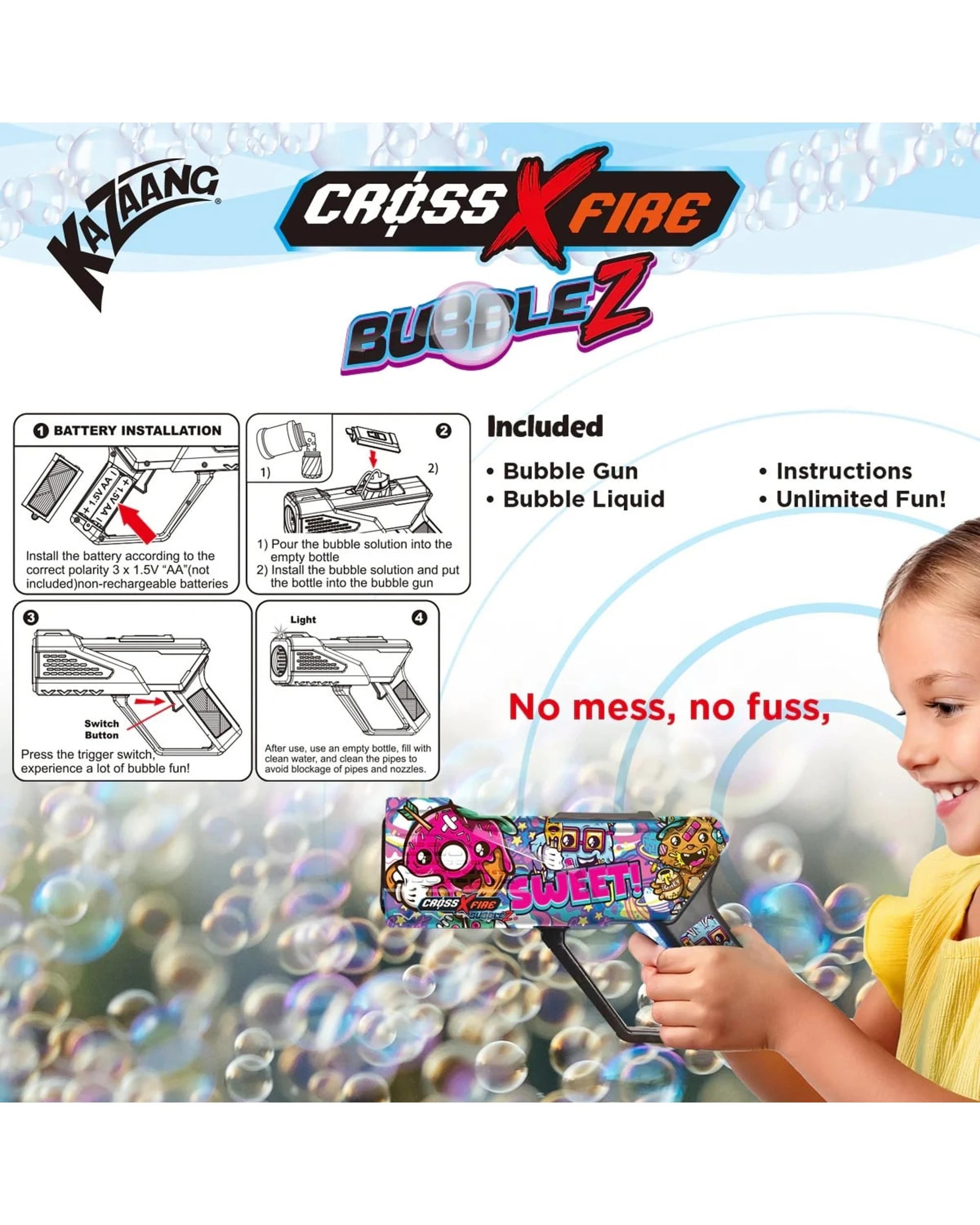 4 CrossXFire Bubblez Sweet Bubble Gun, 4 of 5