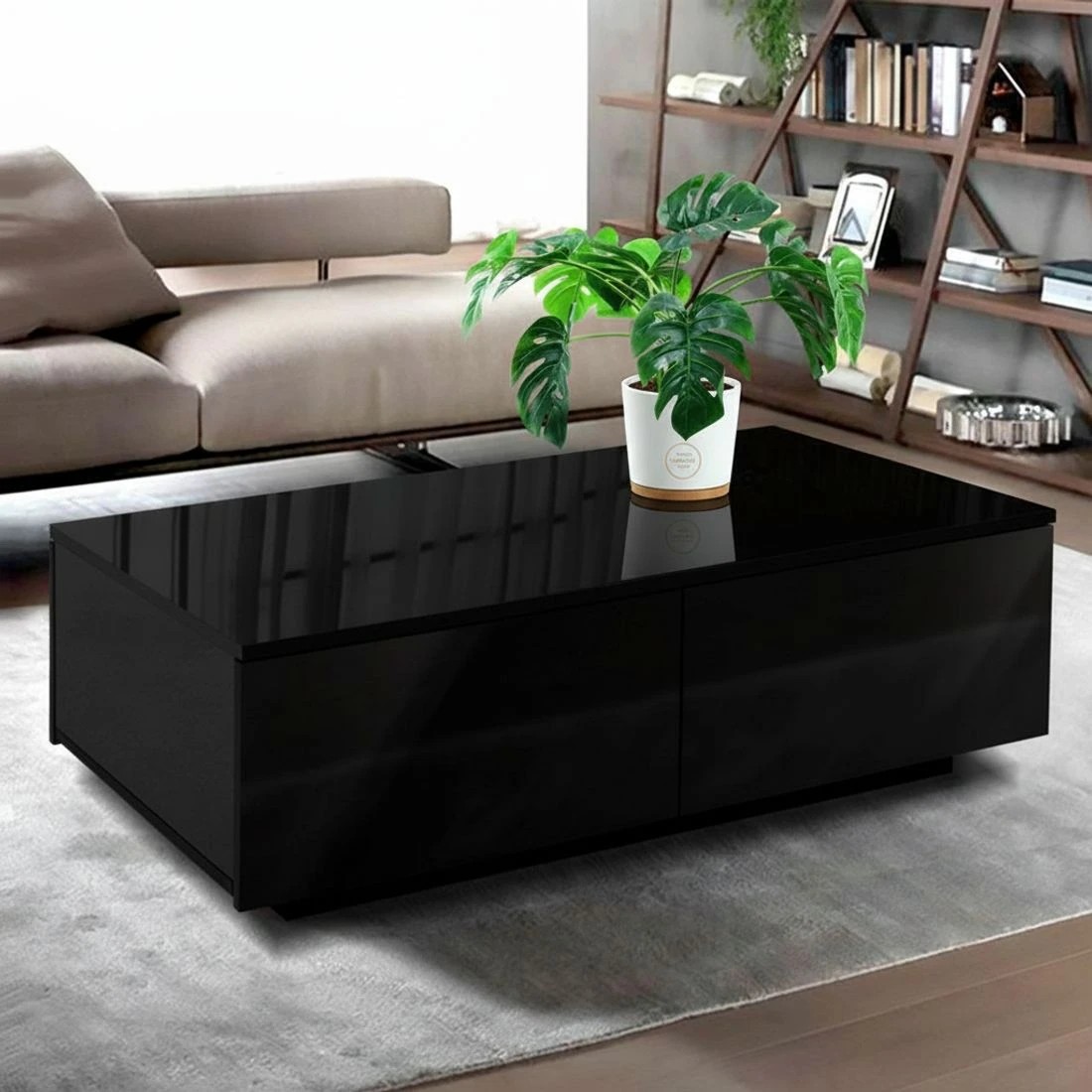 8 Artiss Coffee Table 4 Drawers  Trevi - Black, 8 of 8