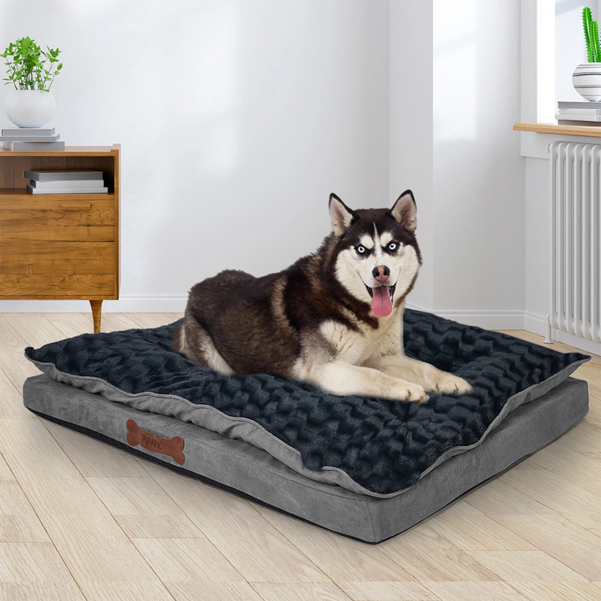 7 Dog Calming Bed Warm Soft Plush Comfy Sleeping Memory Foam Mattress Dark Grey M, 7 of 7