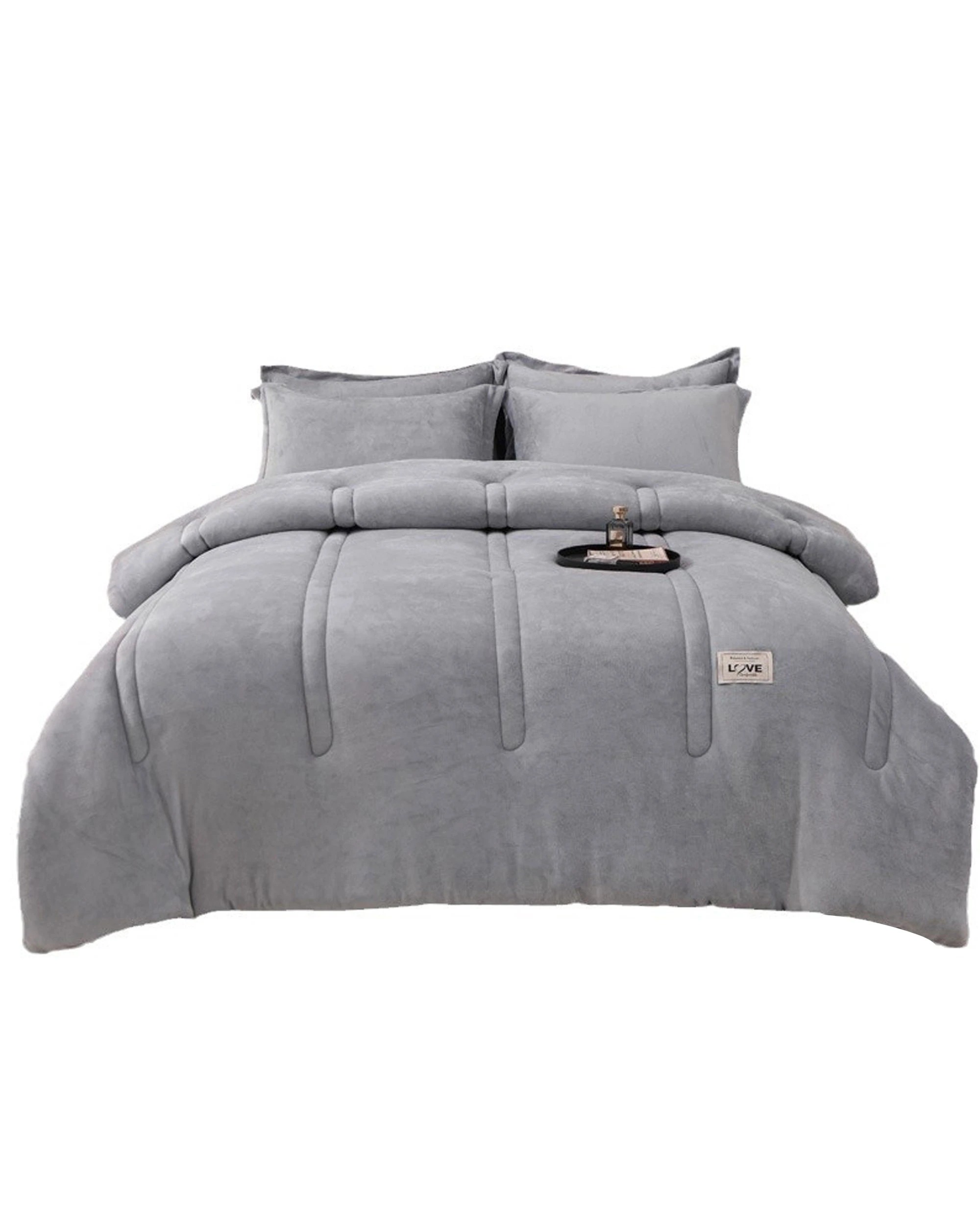 1 Cotton More Large Warm Soft Plush Blanket Comforter 200x230cm - Grey, 1 of 5