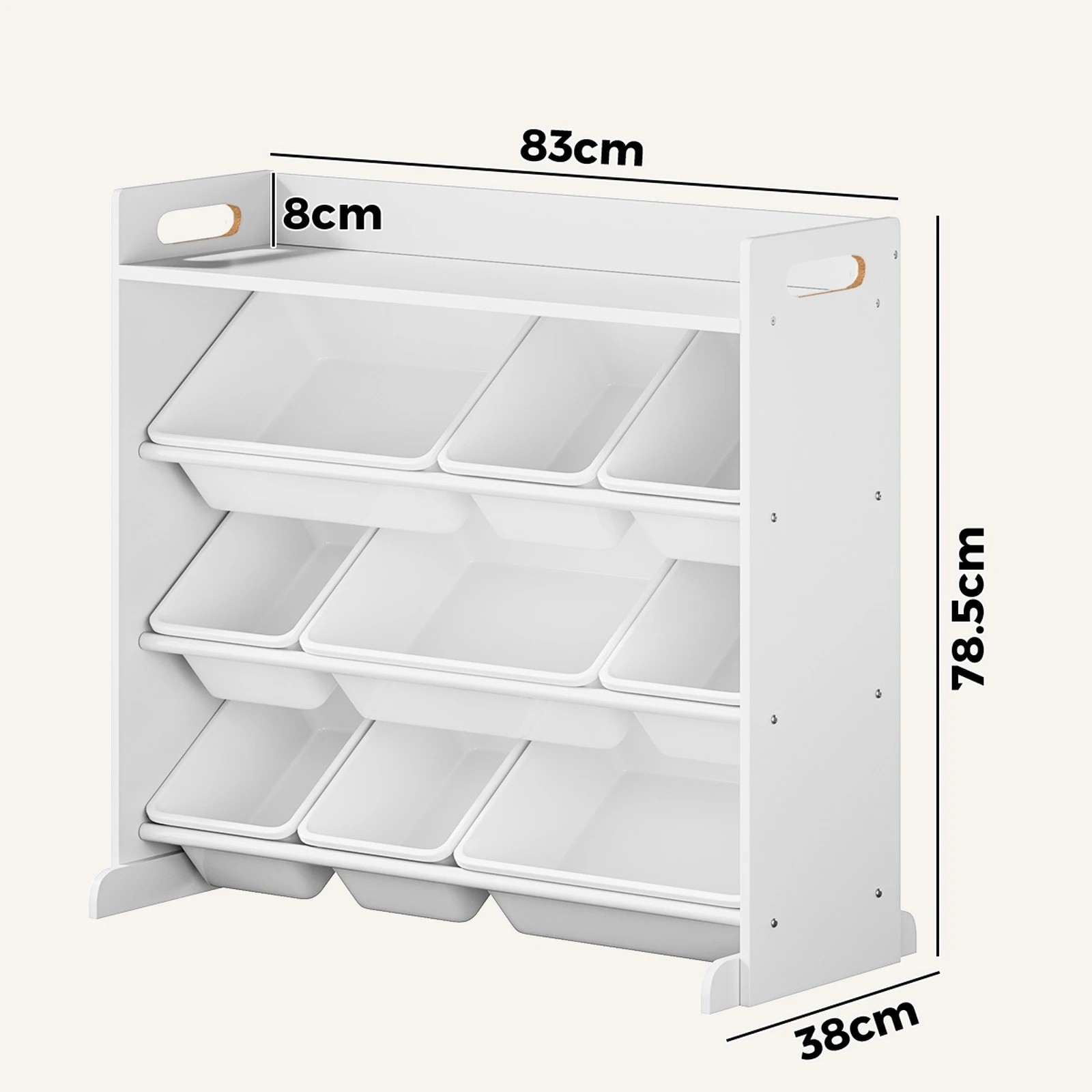 2 Oikiture 9 Bins Kids Toy Box Bookshelf Storage Organiser Display Shelf - White, 2 of 9