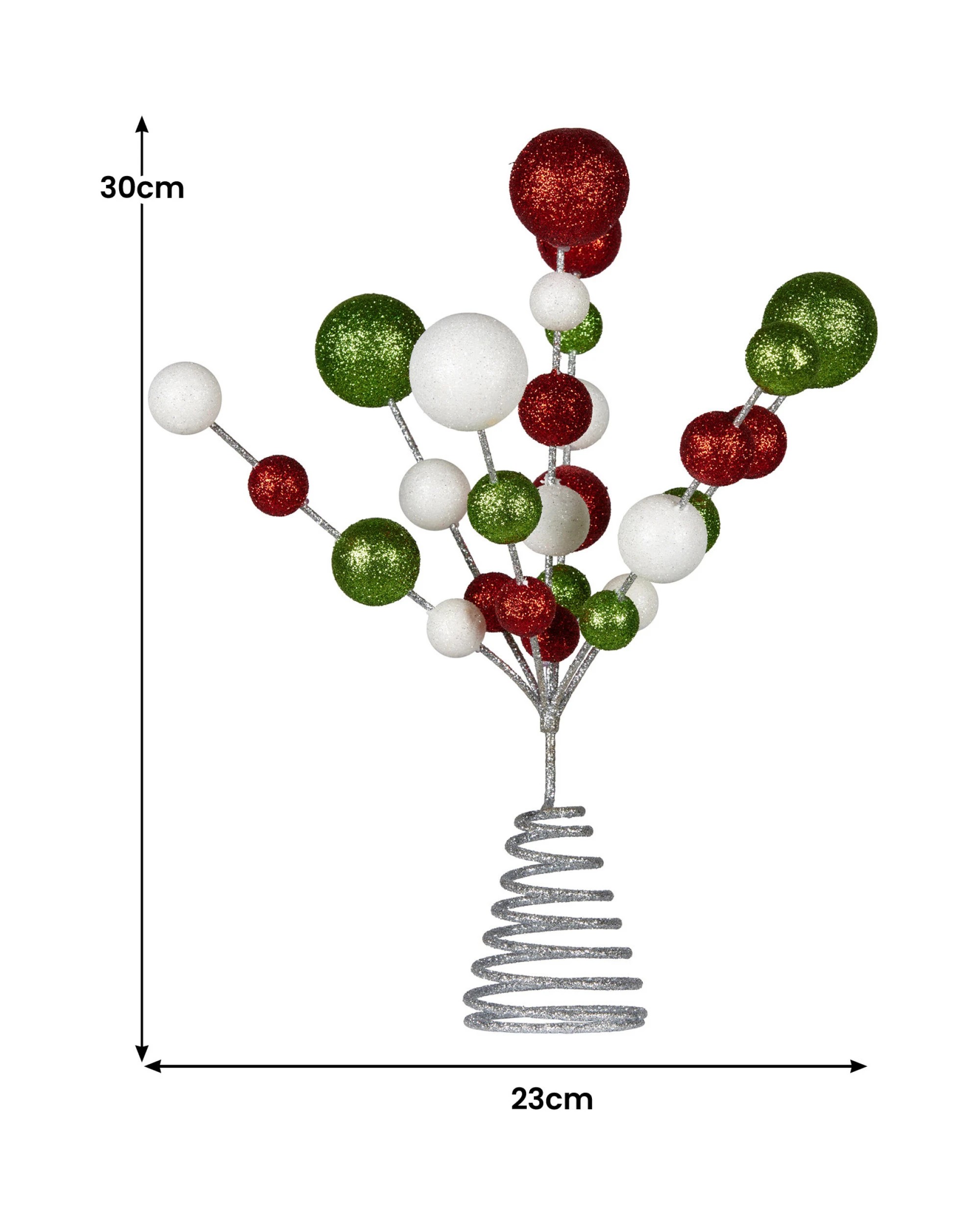 3 Christabelle Colourful Baubles Christmas Tree Topper With Festive Glitter Finish Decoration Ornament, 3 of 4
