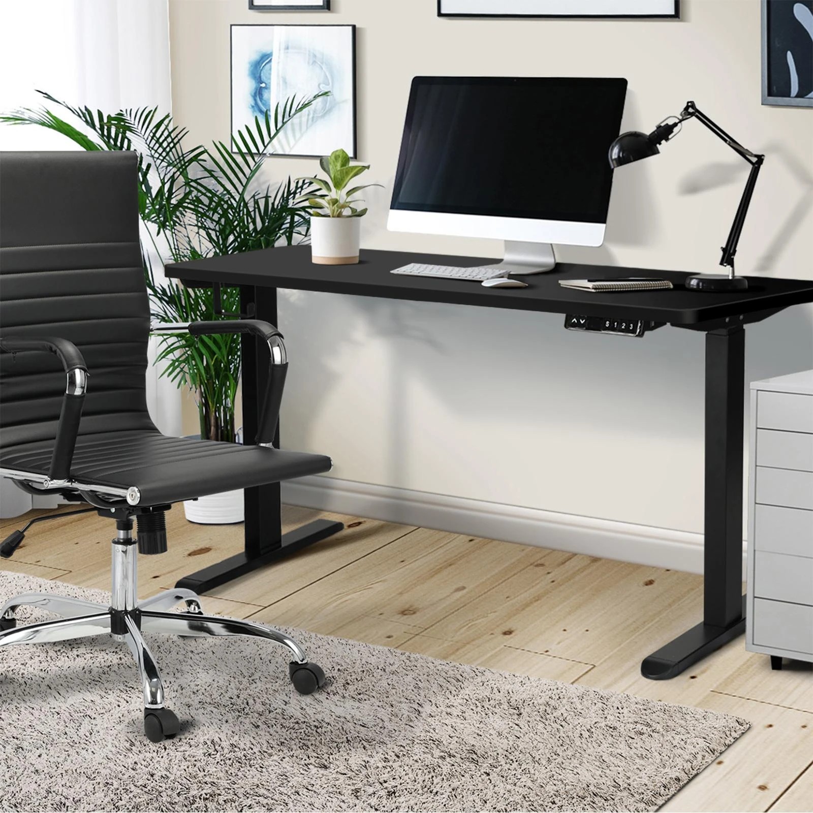2 Oikiture 120cm Electric Standing Desk Dual Motor
 - Black, 2 of 4