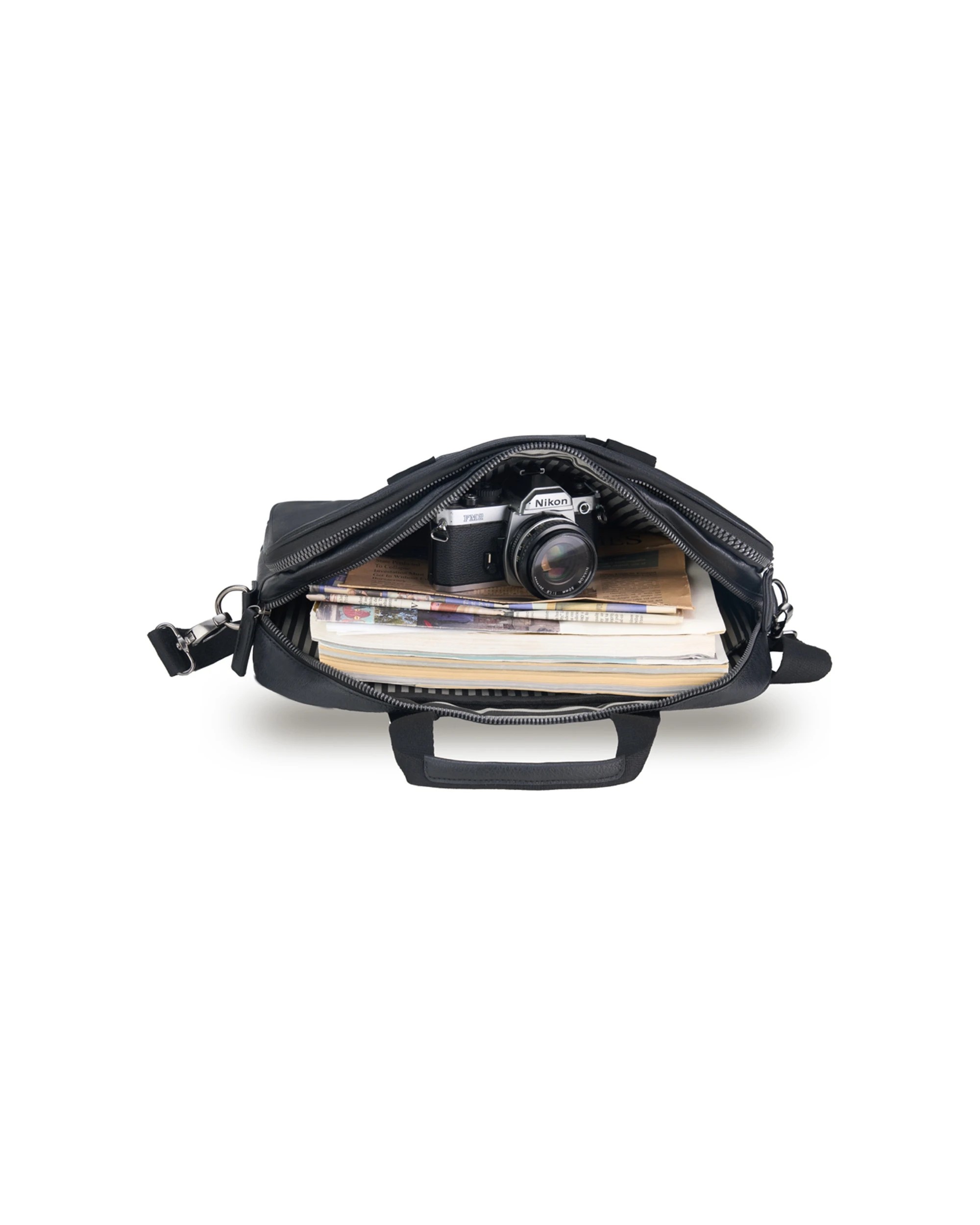 3 Tosca Vegan Leather Briefcase Adjustable Strap - Black, 3 of 3