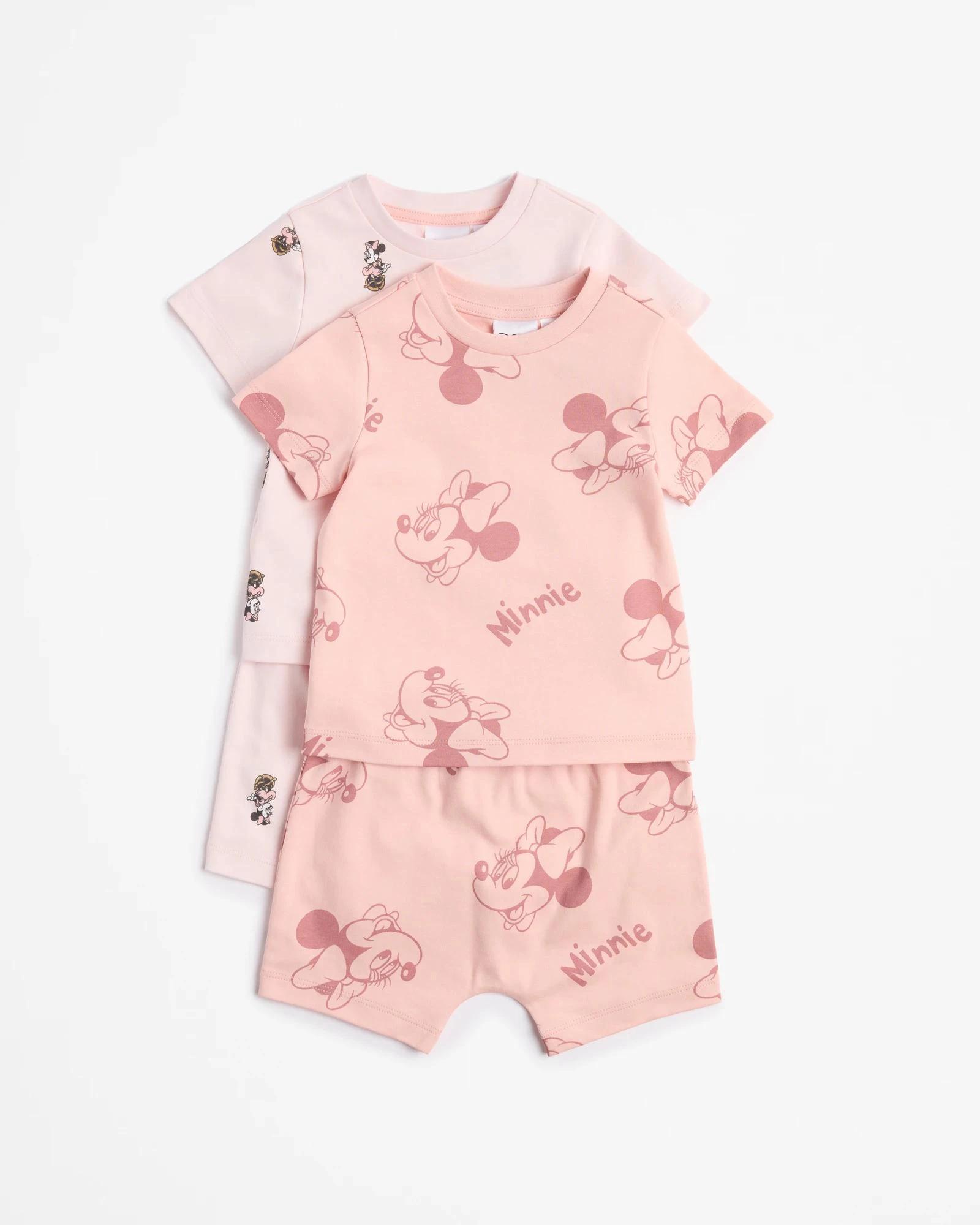 1 Baby Disney Minnie Mouse Organic Cotton Short Sleeve Pyjama Set 2 Pack PINK, 1 of 5