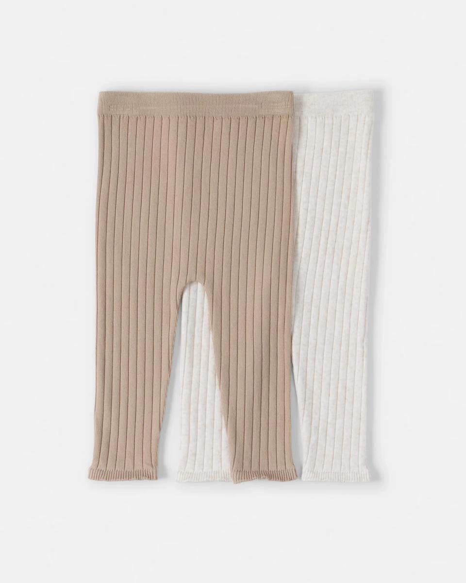 1 2 Pack Rib Leggings Brwn Blk, 1 of 4