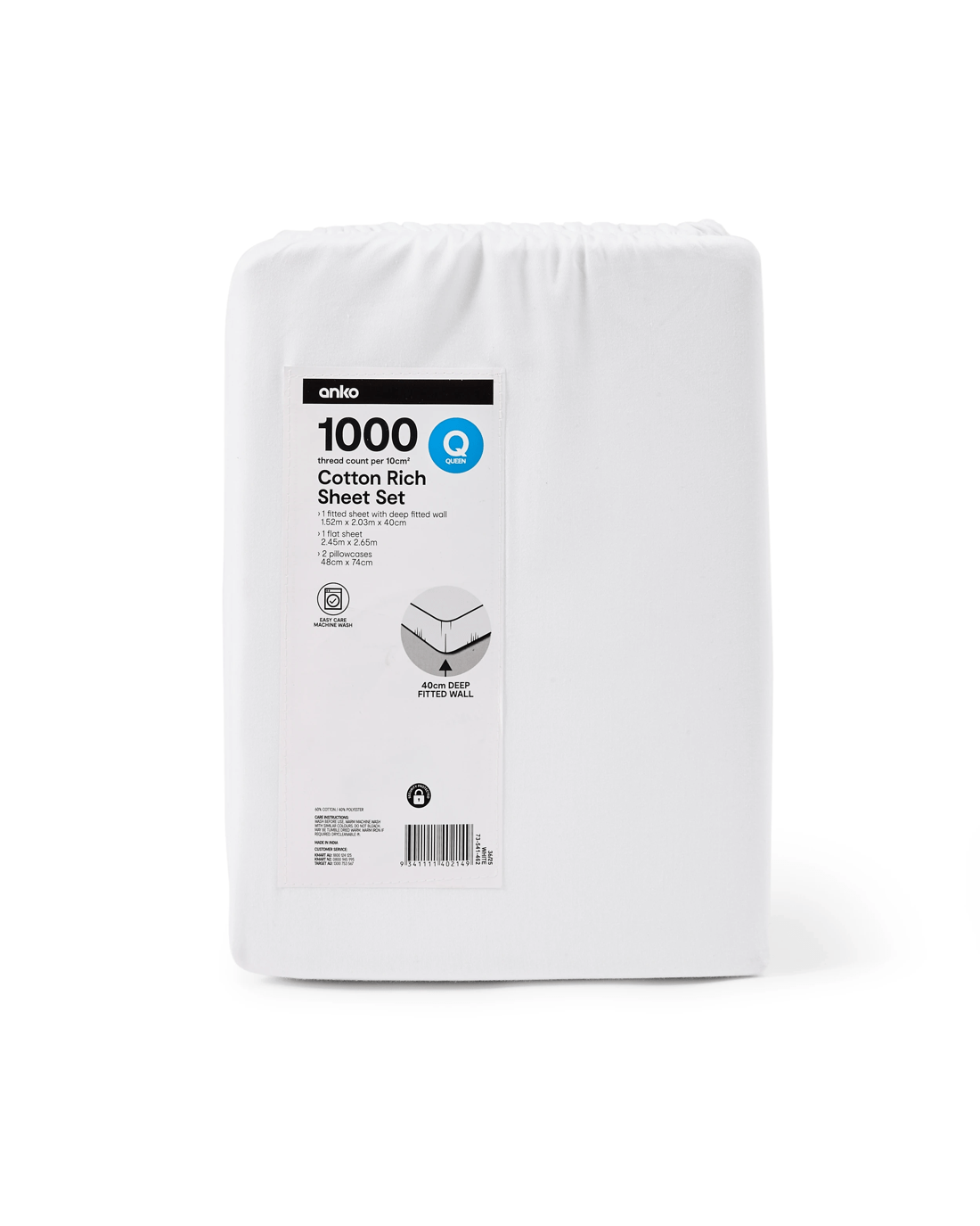 5 1000 Thread Count Cotton Rich Sheet Set - Queen Bed, White, 5 of 5