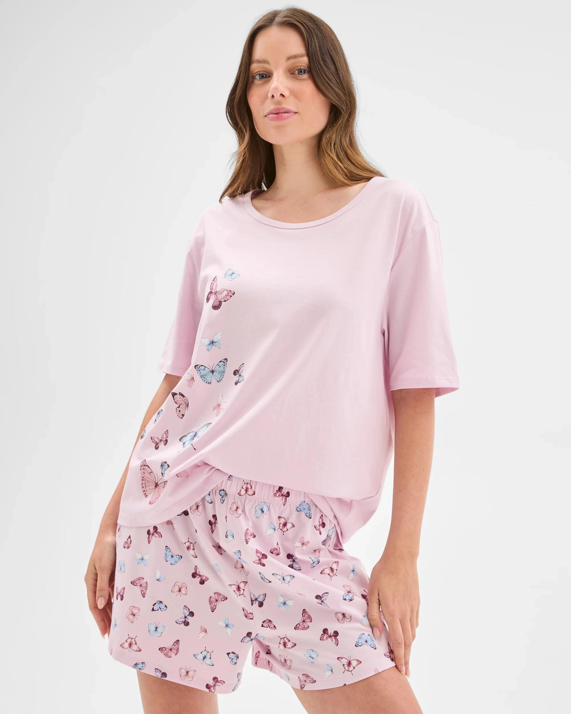 3 Target Woman Australian Cotton Short Sleeve Jersey Pyjama Set BUTTERFLY, 3 of 6