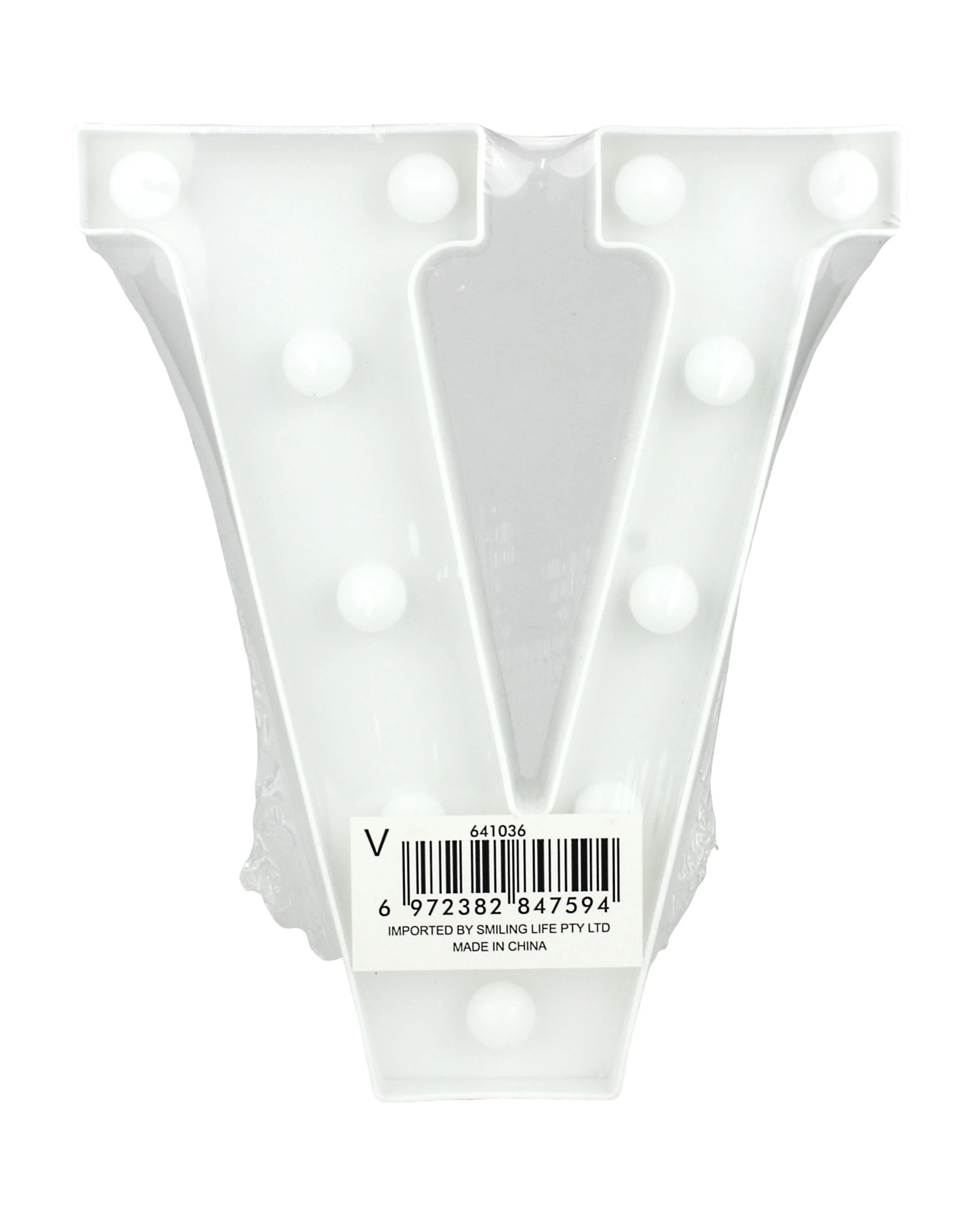 2 LED Light Up Letter V White, 2 of 3