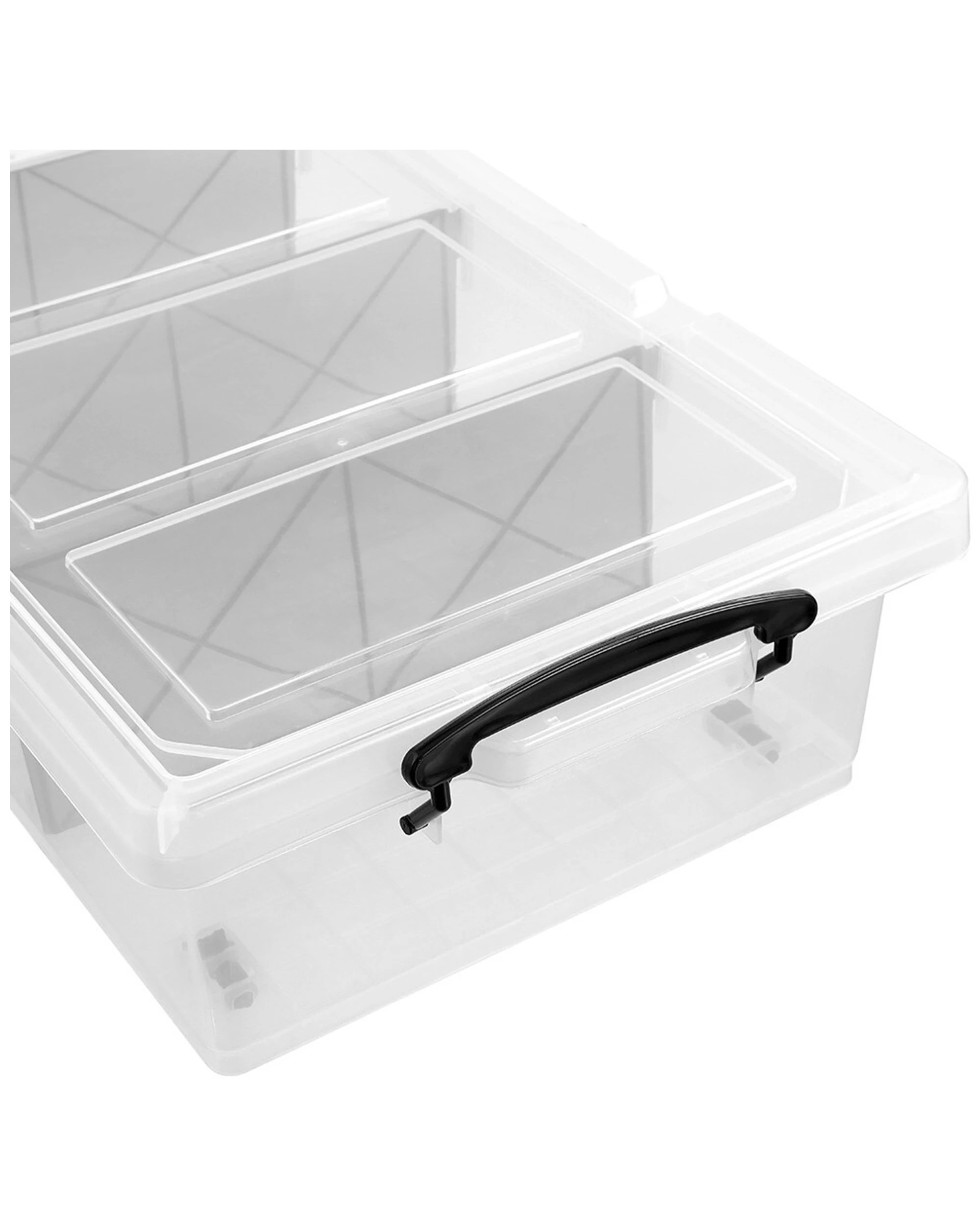 3 Boxsweden 76x38cm 35l 4 Section Compartment Storage Container Home Office Tub Organiser
 - Clear, 3 of 5