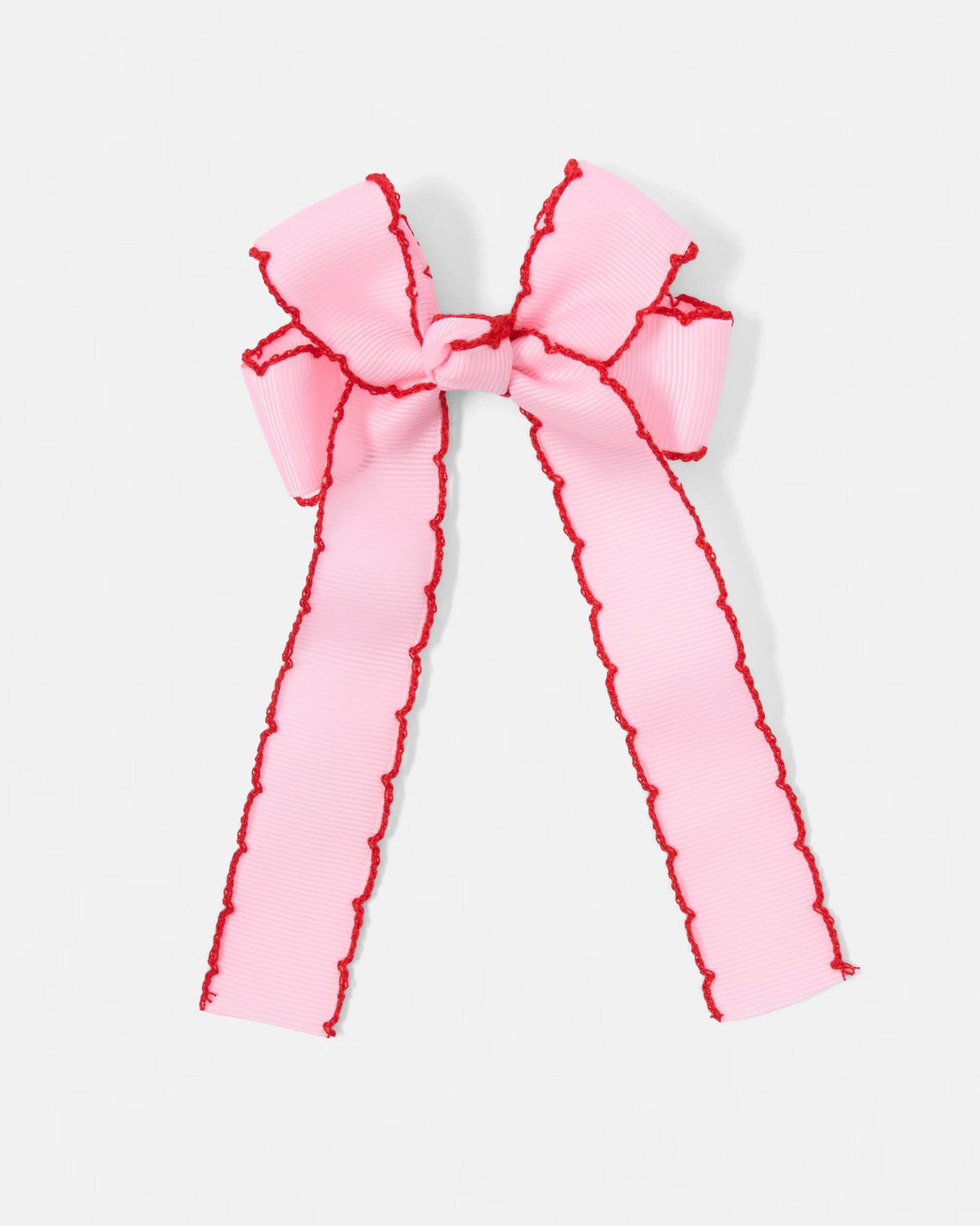 1 Pink and Red Bow Ribbon Trim Hair Clip, 1 of 4