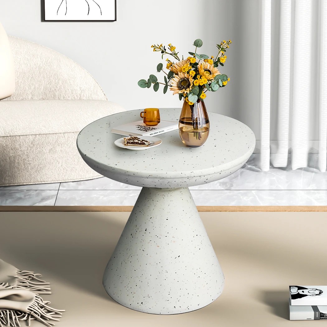 7 Levede 51x51x48.5cm Terrazzo Side Table Stool White, 7 of 8