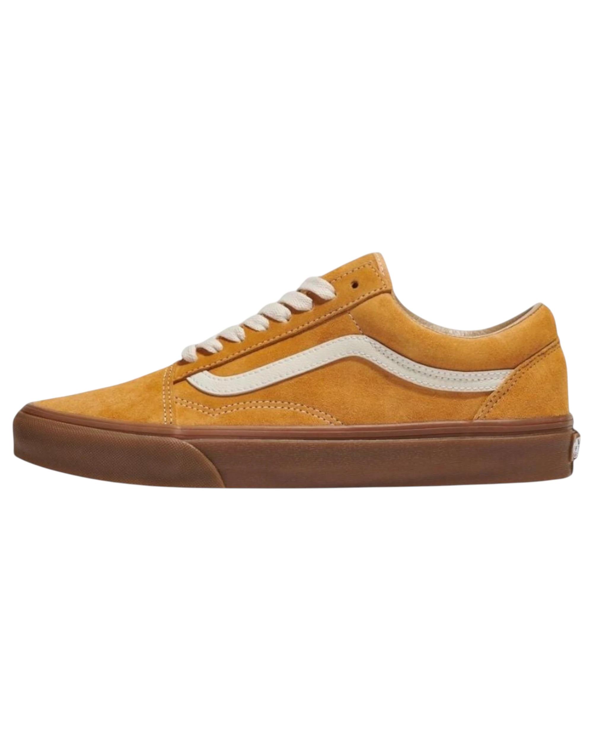 3 Vans Mens Old Skool Pig Suede Gum Antelope Yellow Lace Up Shoes YELLOW, 3 of 4