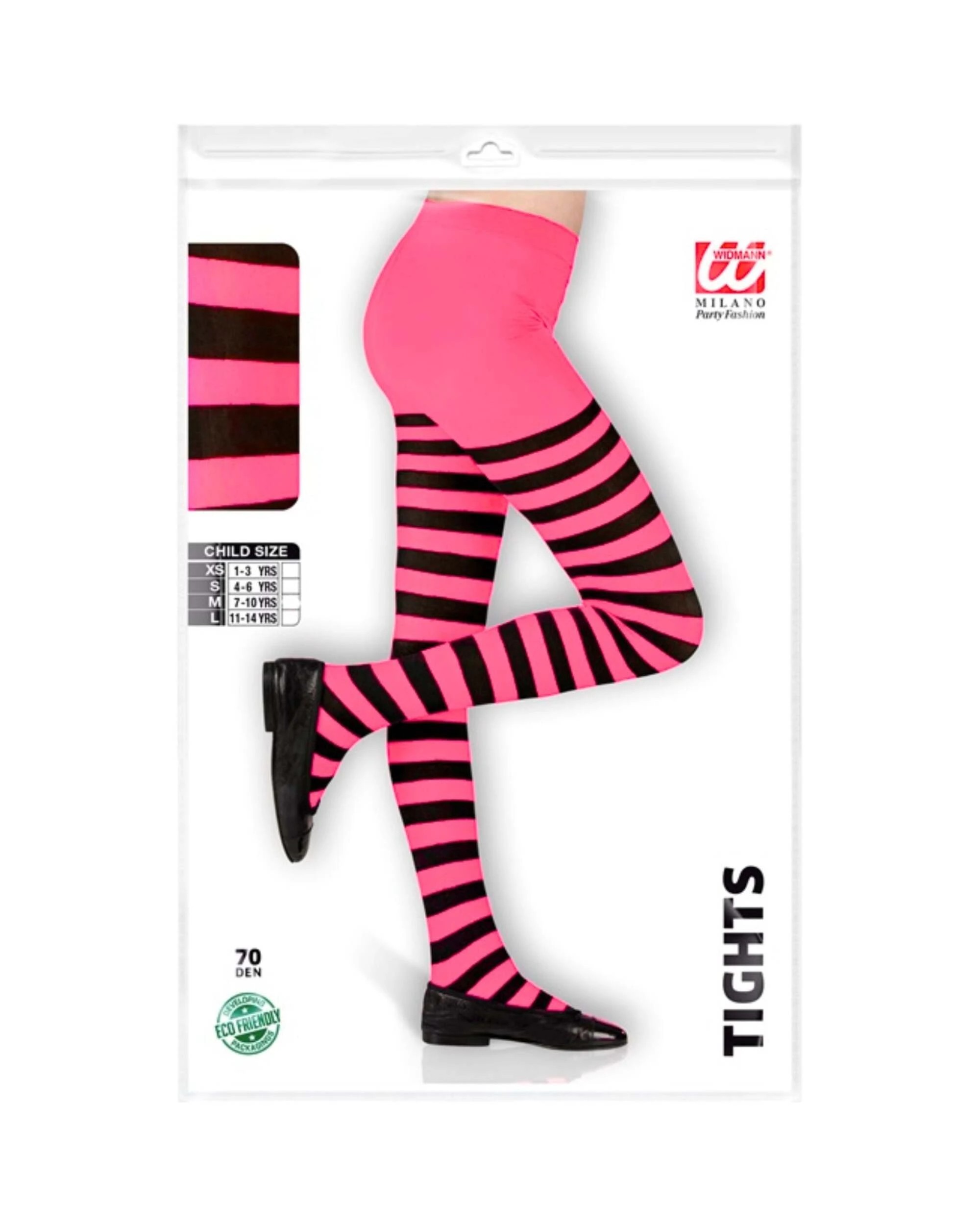 3 Widmann Kids Striped Neon and Black Stocking 7 10 Years - One Size - Pink, 3 of 3