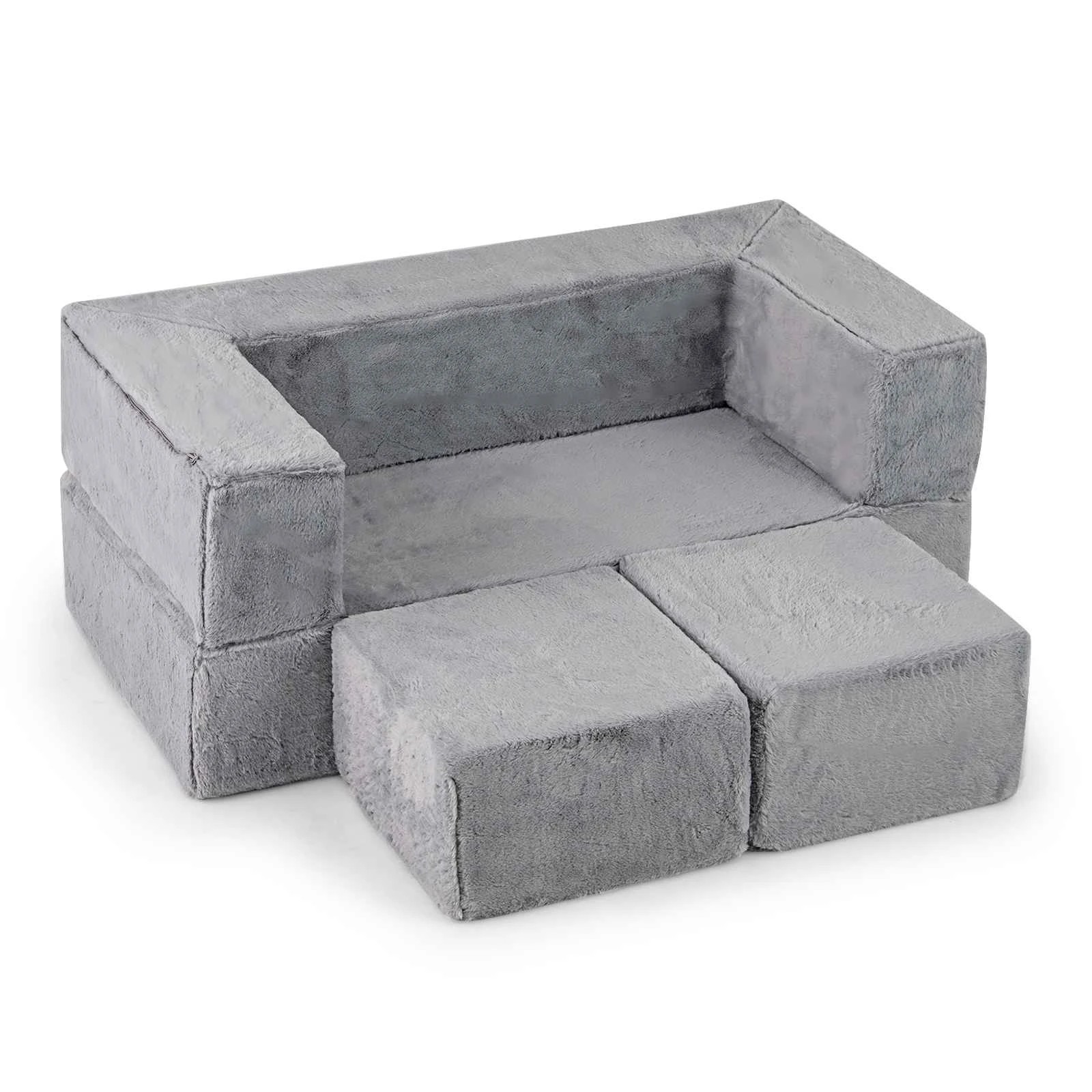 1 Costway Modular Sofa Couch Convertible Foam Armchair Plush Sofa - Grey, 1 of 2