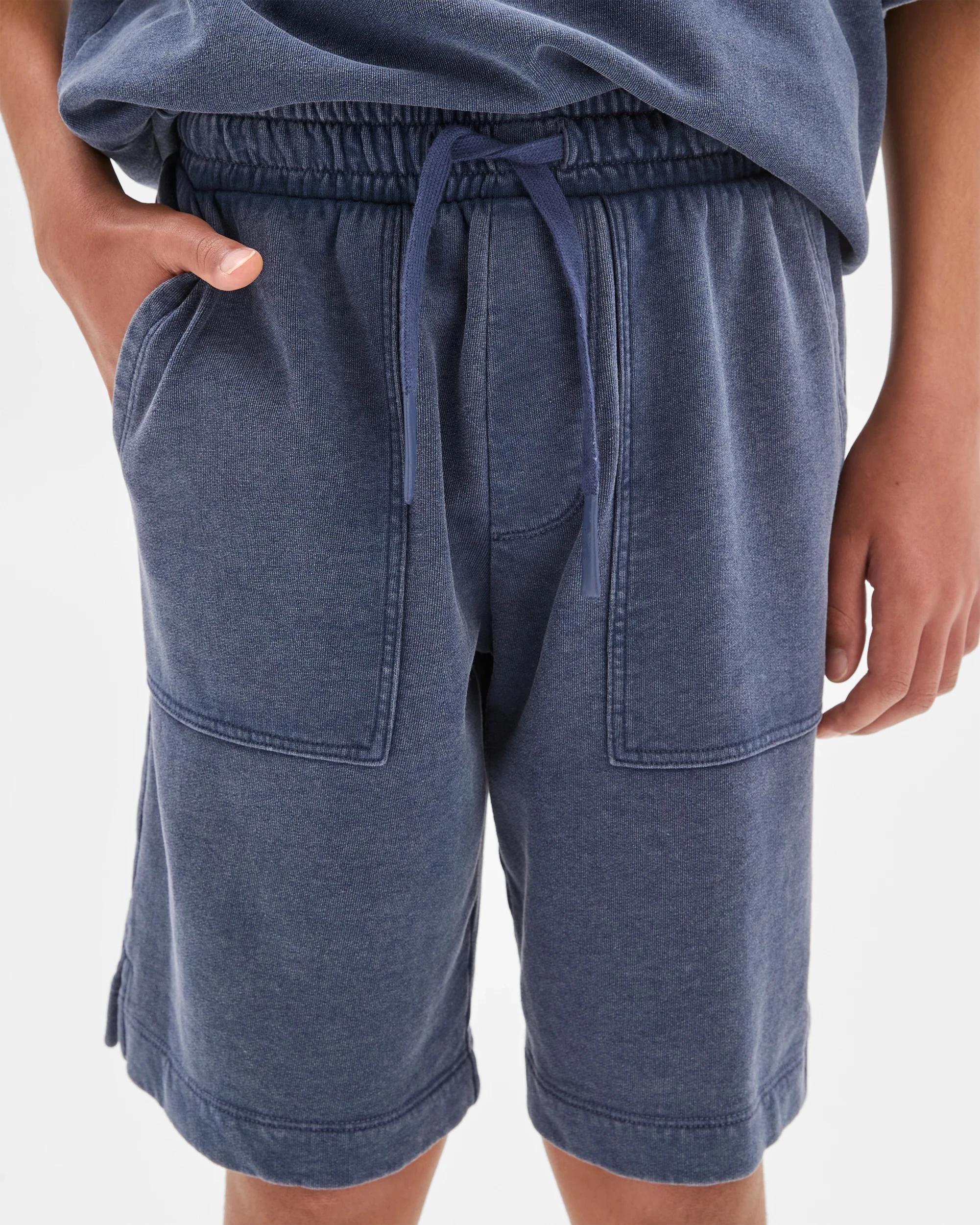 2 Target Kids Australian Cotton Blend Washed Fleece Knit Shorts NAVY, 2 of 6