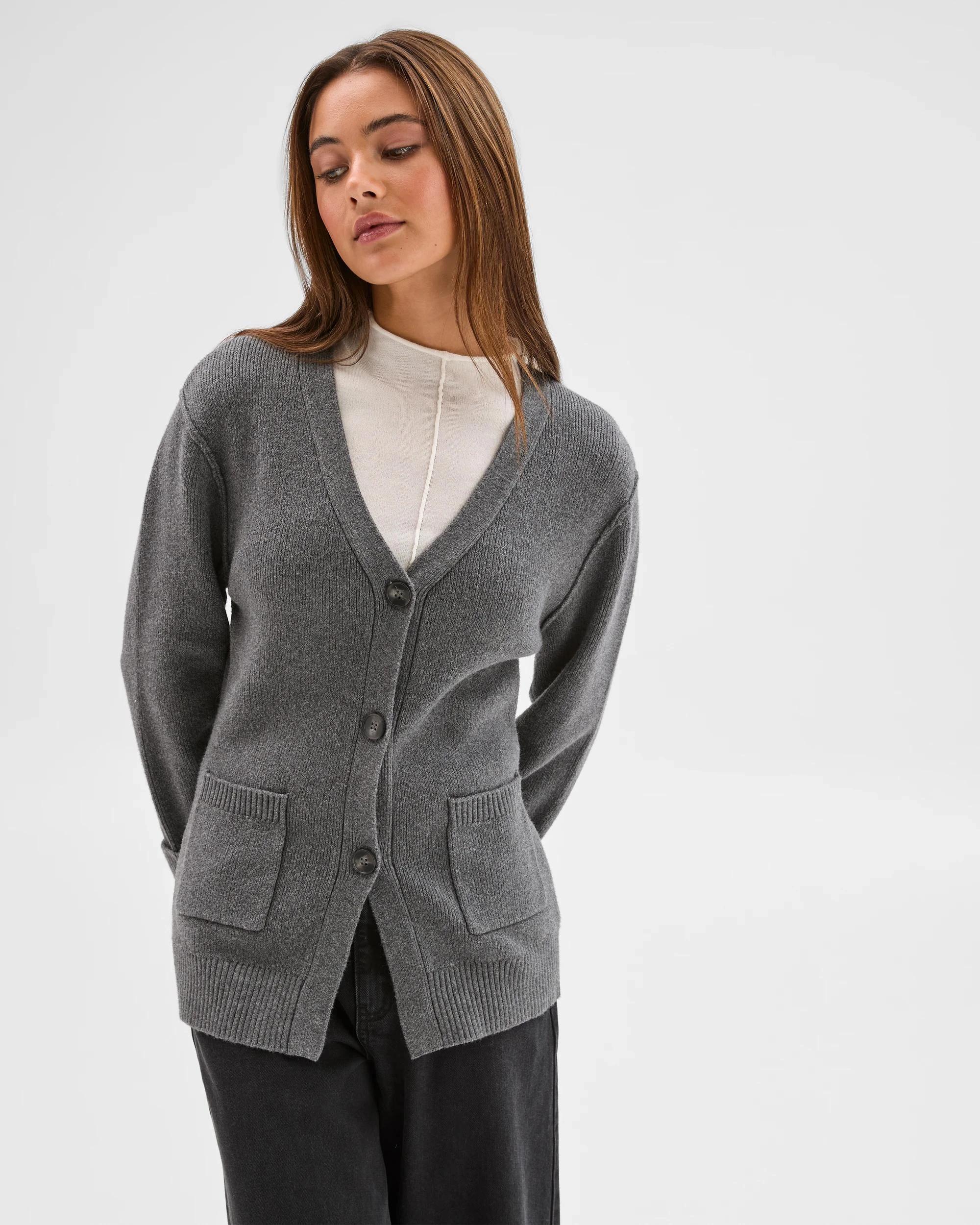 5 Lily Loves Australian Cotton Blend Longline Cardigan CHARCOAL, 5 of 7