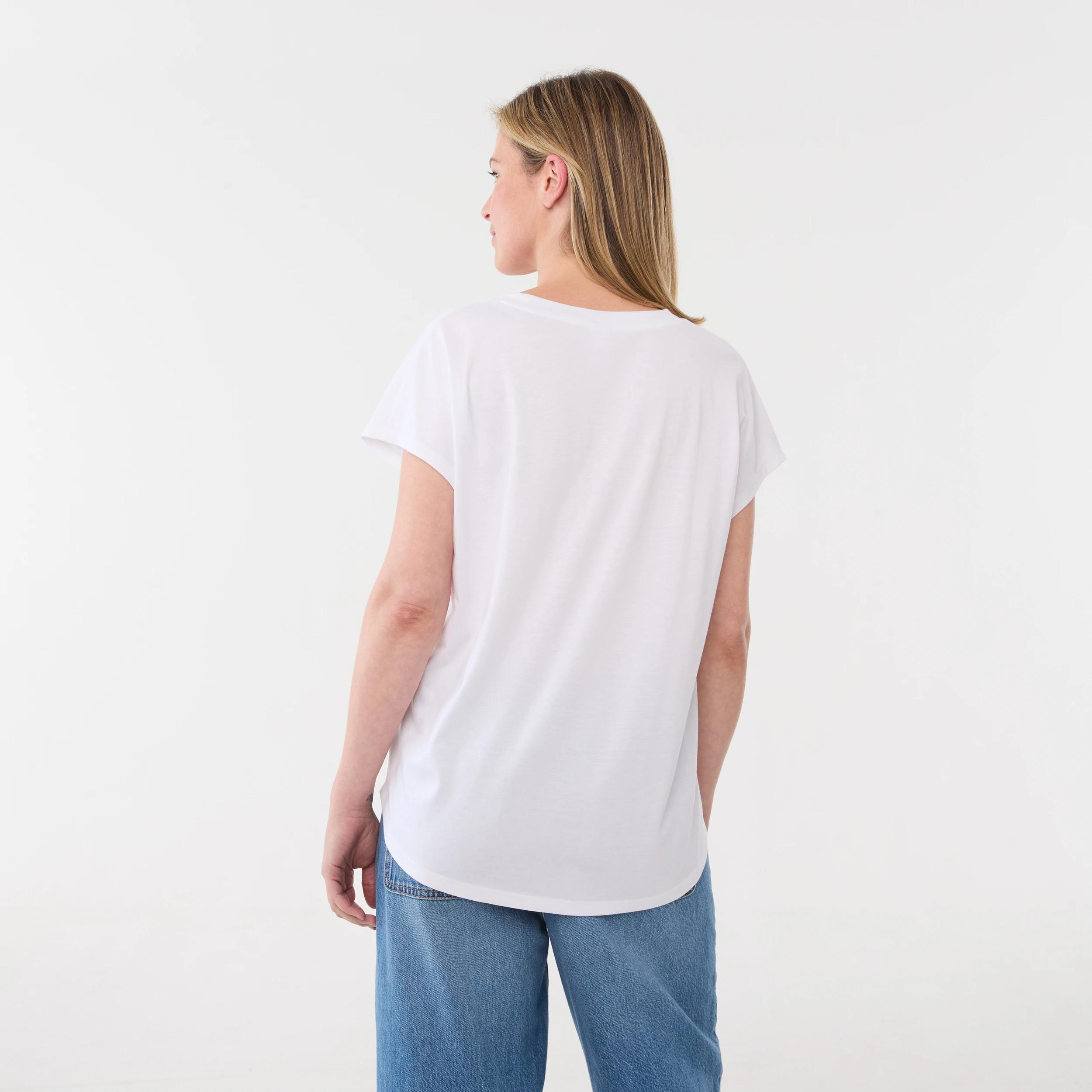 3 Short Extended Sleeve V-Neck T-shirt WHITE, 3 of 5