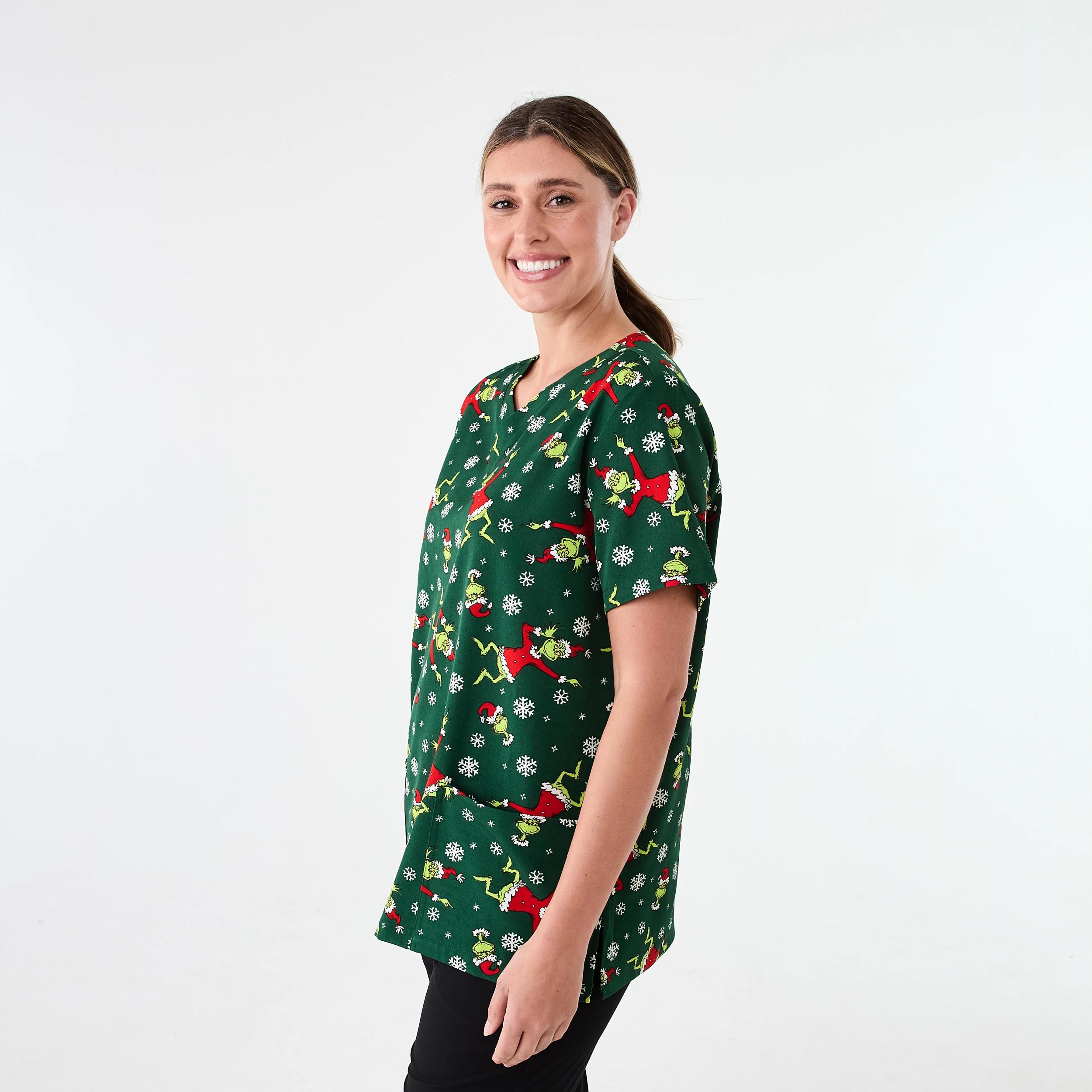 2 Workwear Christmas The Grinch Scrub Top Grinch, 2 of 8