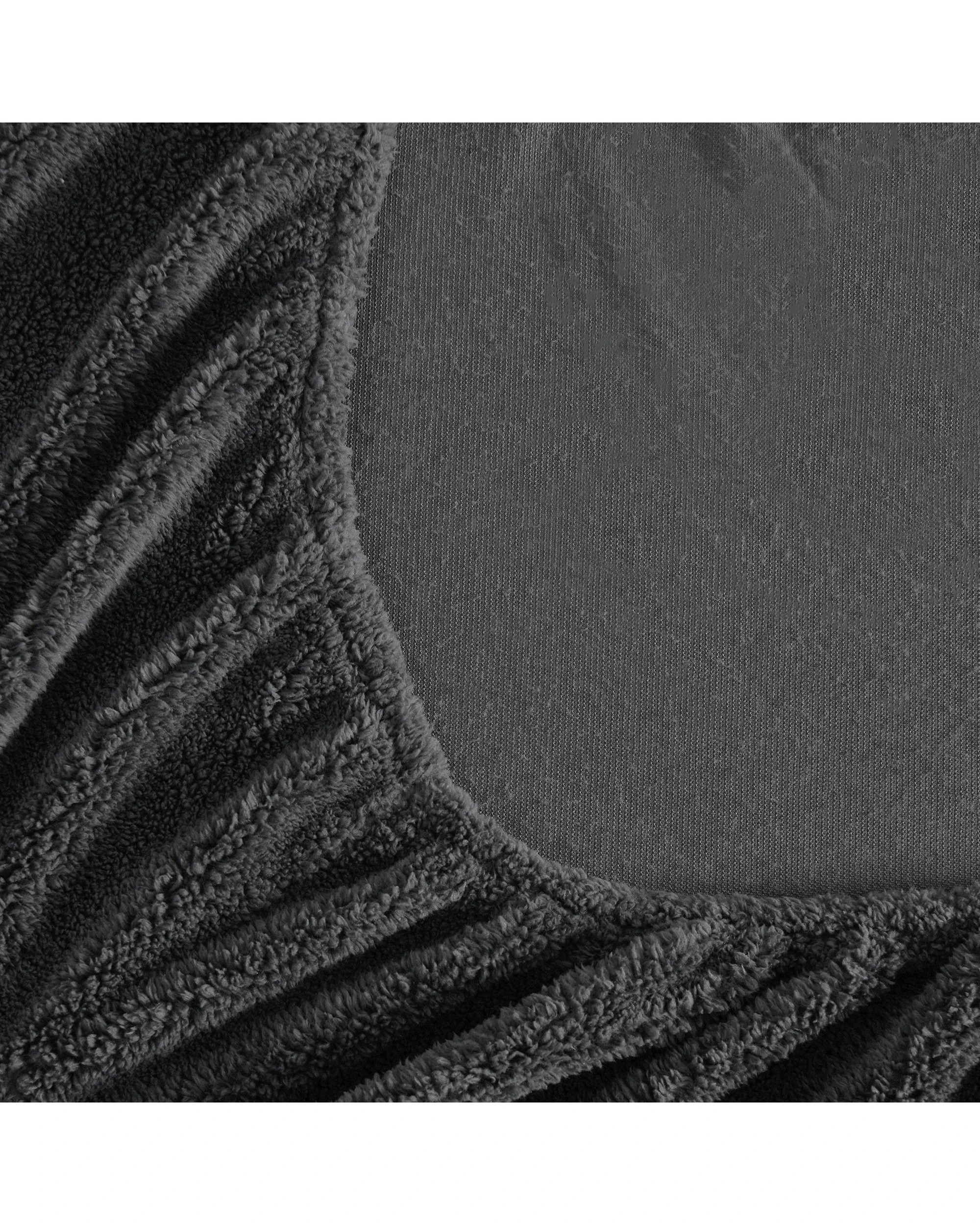 6 Dreamaker Jasper Teddy Fleece Combo Fitted Sheet Set - King Single Bed - Charcoal, 6 of 7