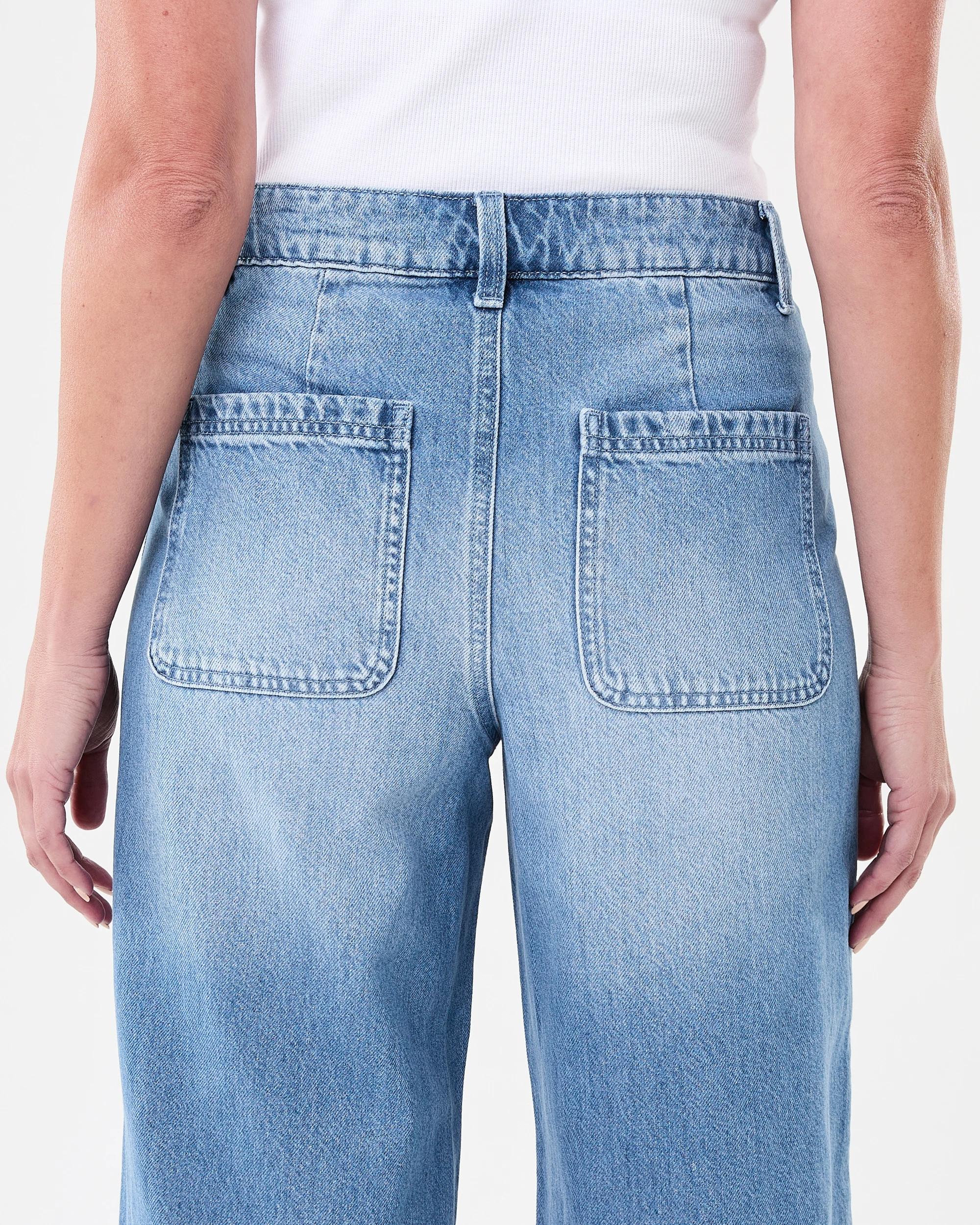 6 Cropped Wide Leg Jeans Mid Wash, 6 of 8