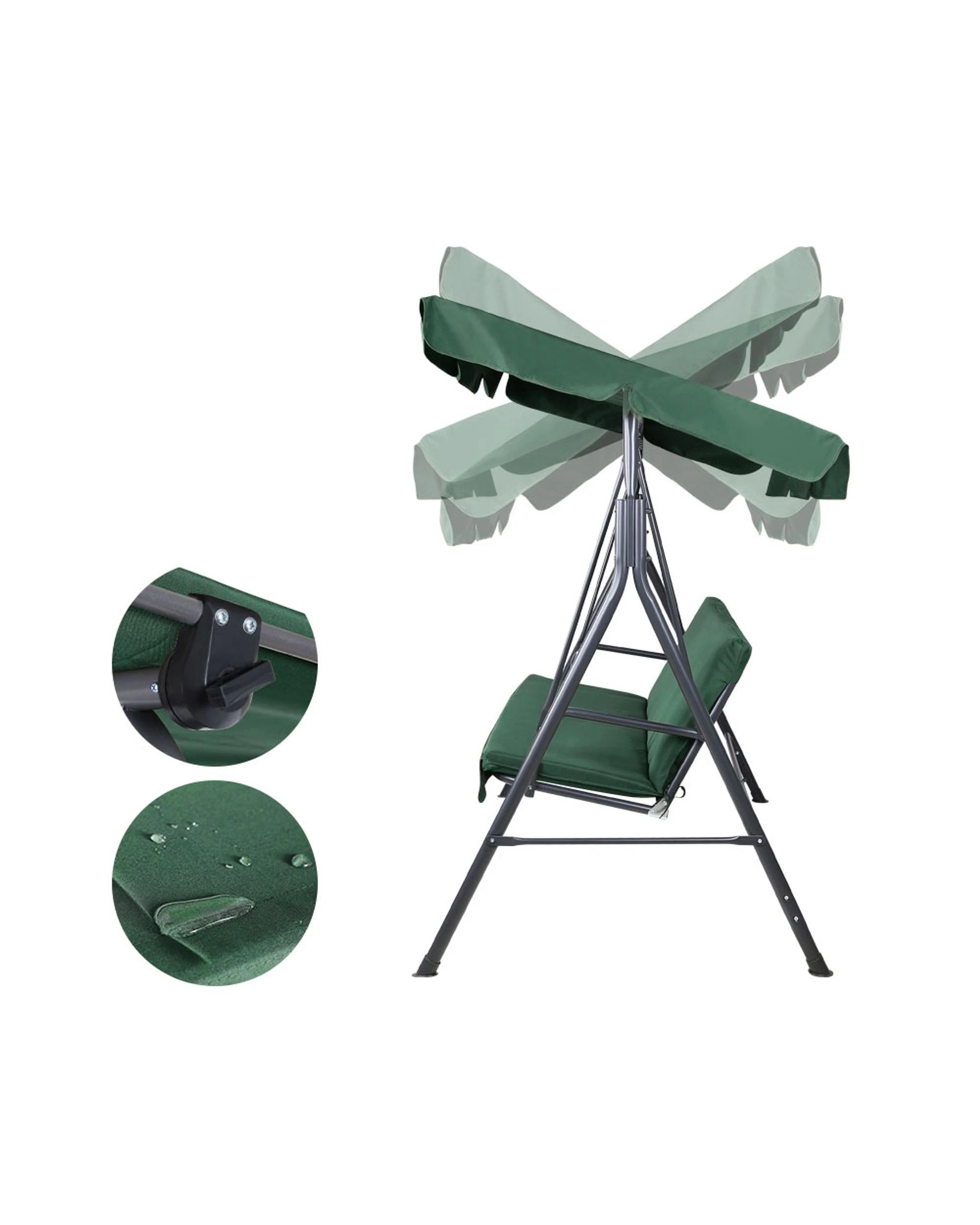 3 Gardeon Outdoor Swing Chair Garden Bench Furniture Canopy 3 Seater
 - Green, 3 of 3