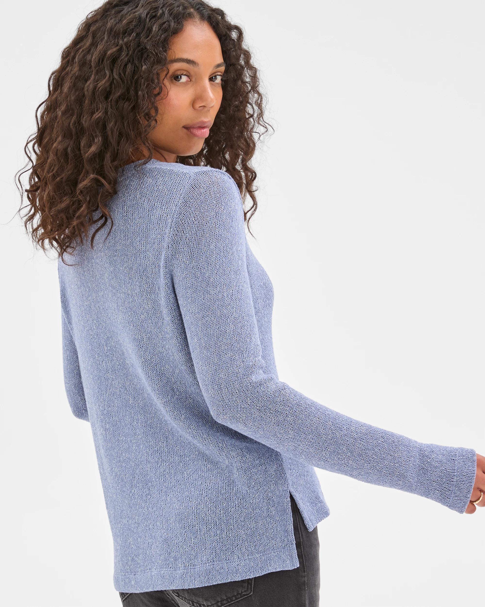 7 Target Woman Australian Cotton Blend Long Sleeve Step Hem Textured Knit Top BLUEBELL, 7 of 7