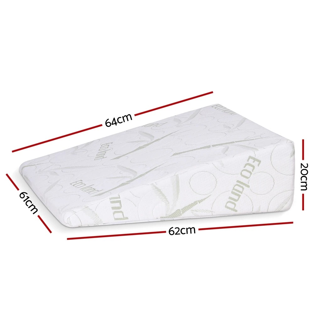 2 Giselle Bedding Wedge Pillow Gel Memory Foam Ergonomic Support Bamboo Cover - White, 2 of 8