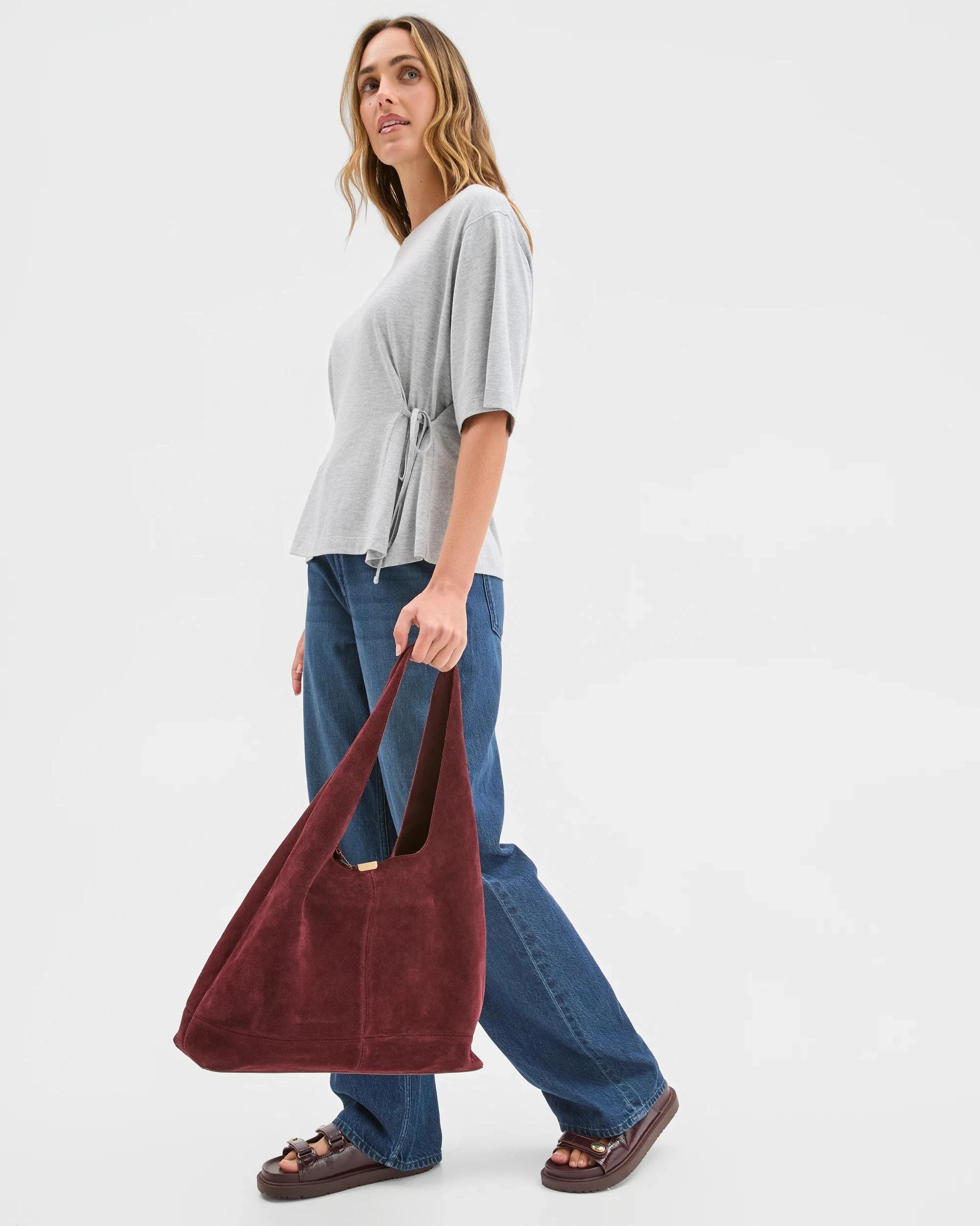 3 Target Woman Short Sleeve Tie Waist T-Shirt GREY MARLE, 3 of 6