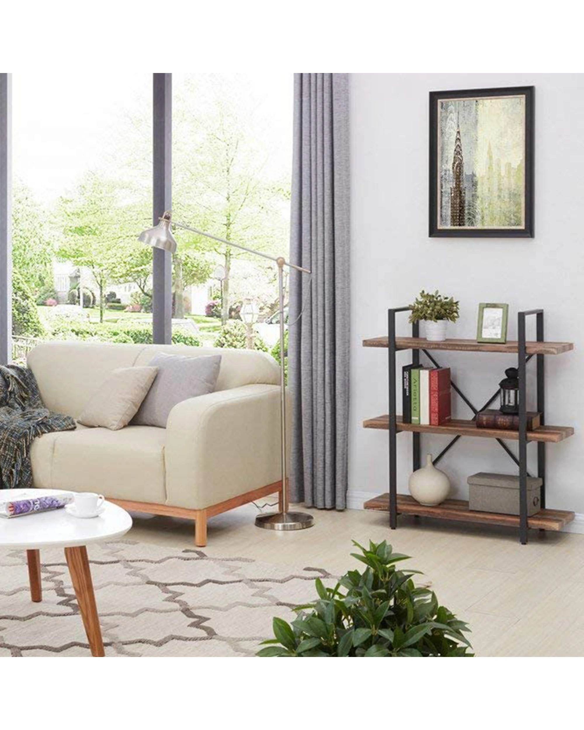 3 IHOMDEC 3-Tier Bookshelves - Brown, 3 of 6