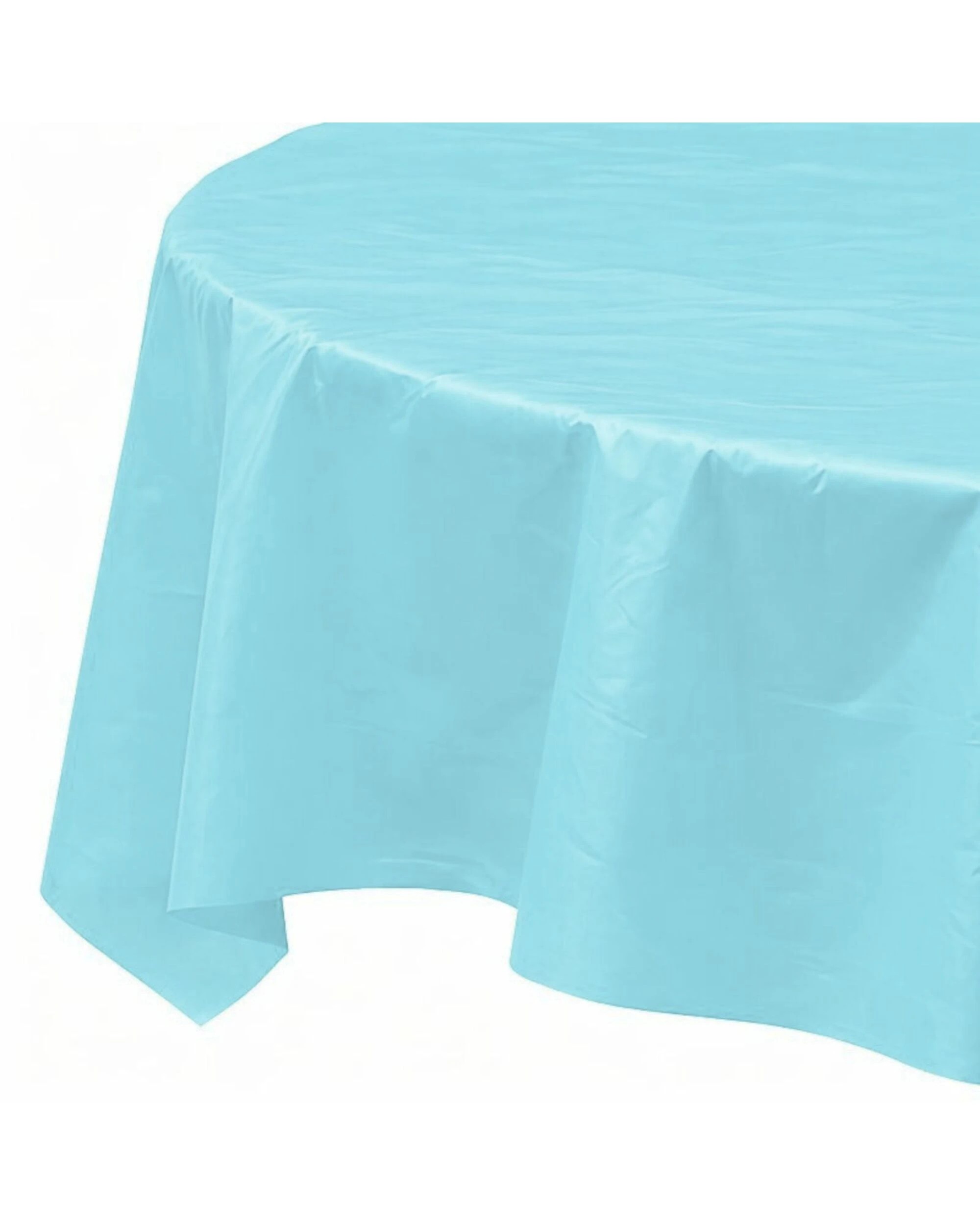 1 Unique Powder Blue Round Plastic Tablecloth - Blue, 1 of 3