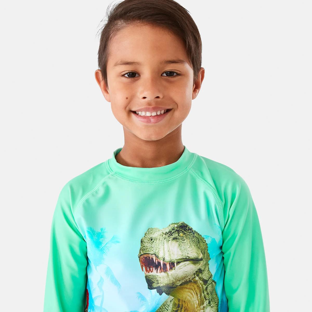 3 Digital Print Rash Vest Grn Dino, 3 of 8
