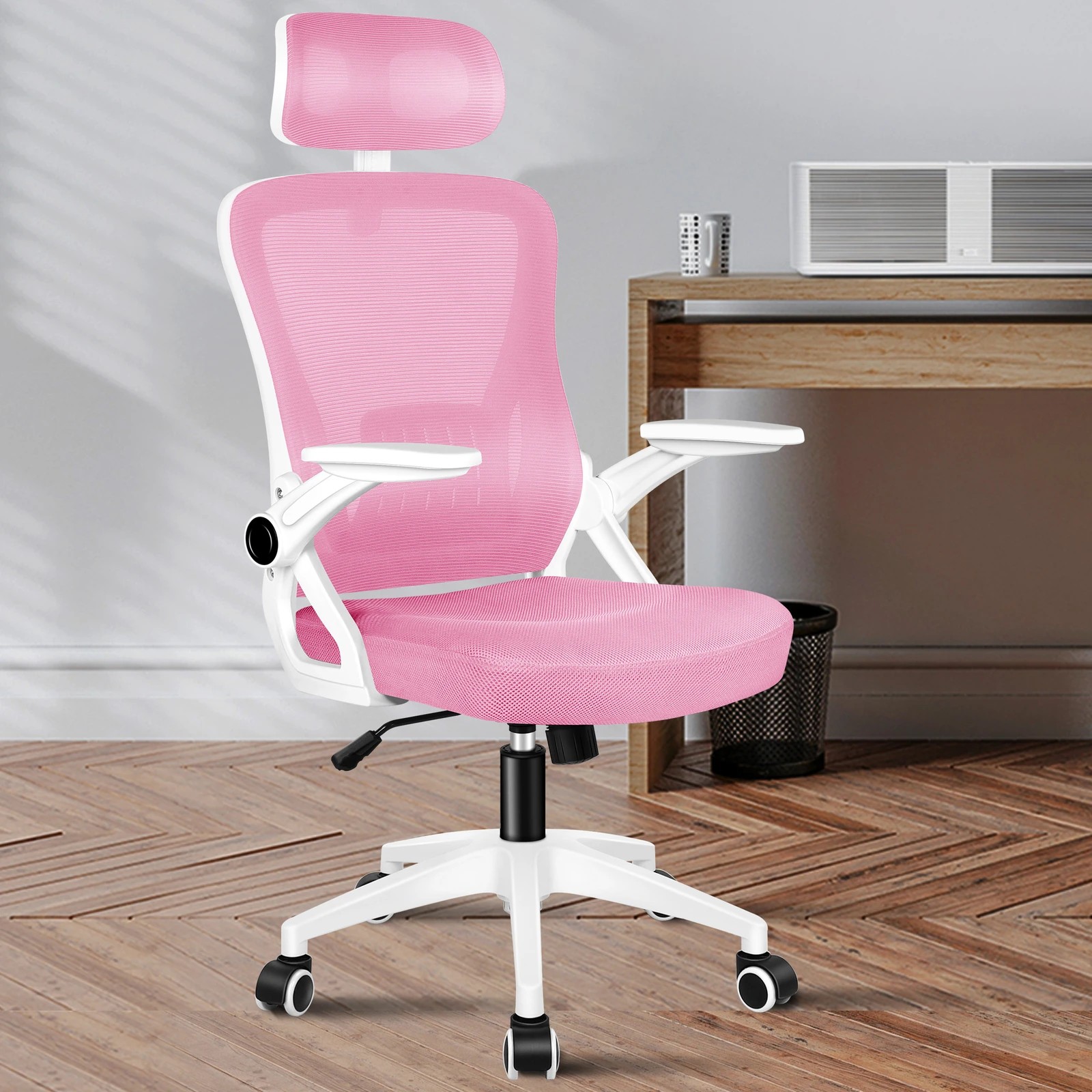 10 Alfordson Mesh Office Chair Executive Fabric Seat Tilt Gaming Racing Computer - Pink, 10 of 10