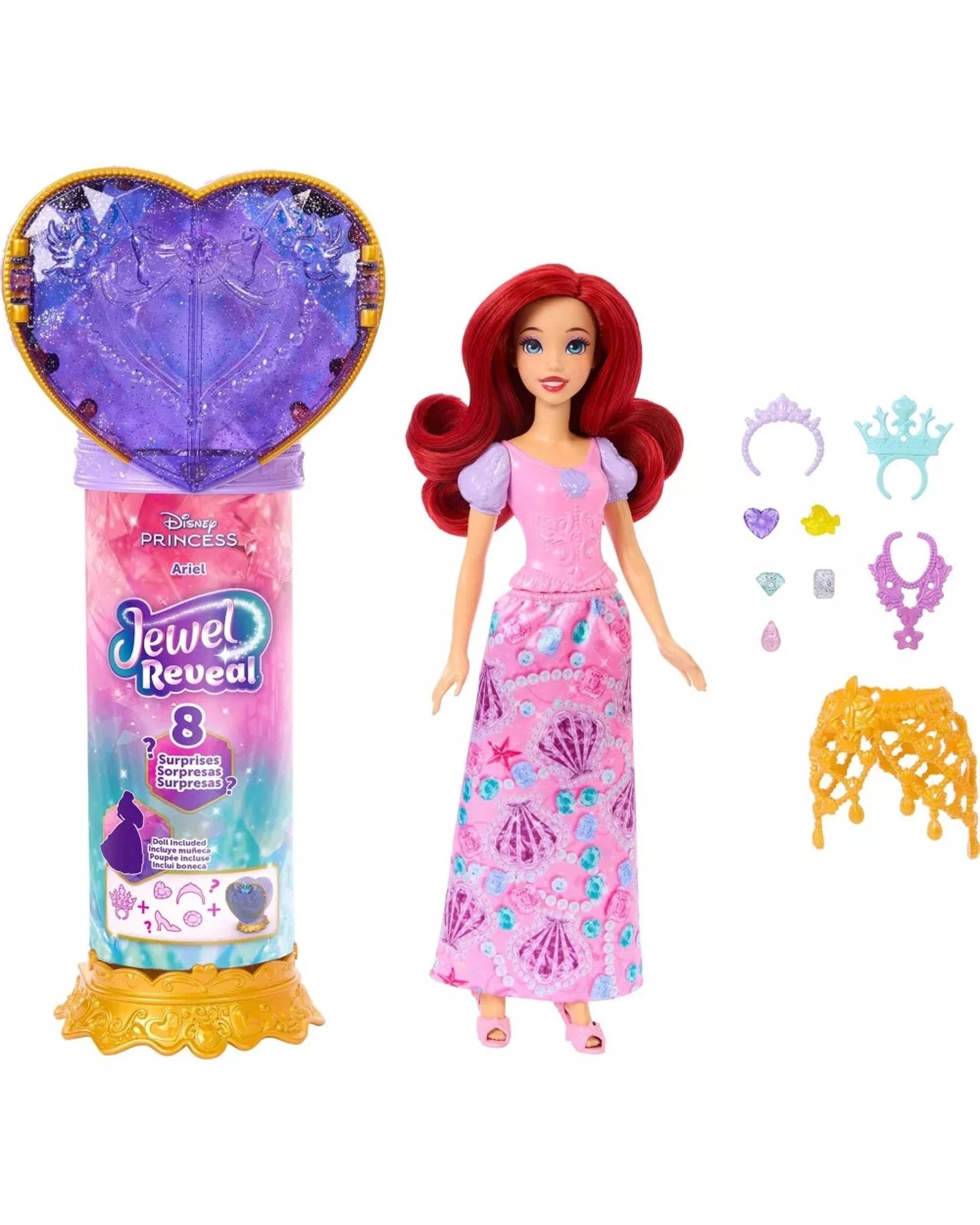 2 Disney Princess Jewel Reveal Ariel Fashion Doll, 2 of 5
