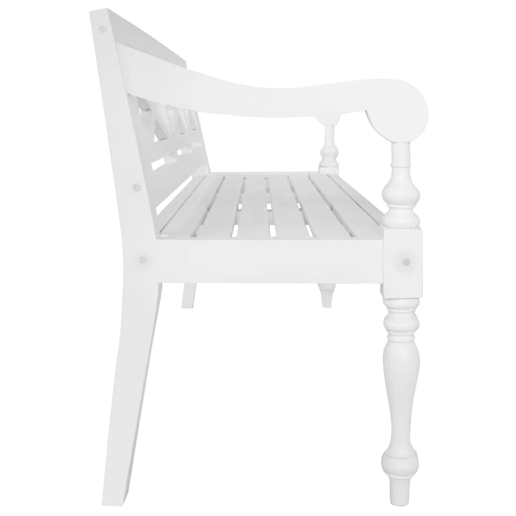 3 Vidaxl Batavia Bench Solid Mahogany Wood - White, 3 of 6